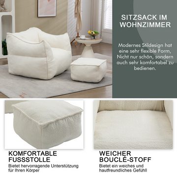 MODFU Sitzsack Lazy Sofa, Schaukelstuhl mit hoher Rückenlehne, mit Fußhocker (Couchsessel für Erwachsene und Kinder, für drinnen und draußen)