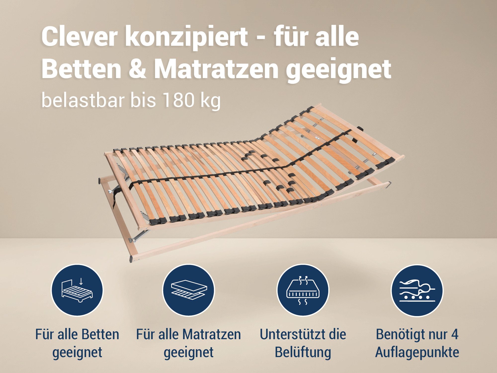 Lattenrost Max1 K+F Lattenrost zur Selbstmontage, Betten-ABC, Kopfteil Kopf- und Fußteilverstellung, Fußteil Kopf- und Fußteilverstellung, Kopf- und Fußteil verstellbar, besondere Langlebigkeit, stabil