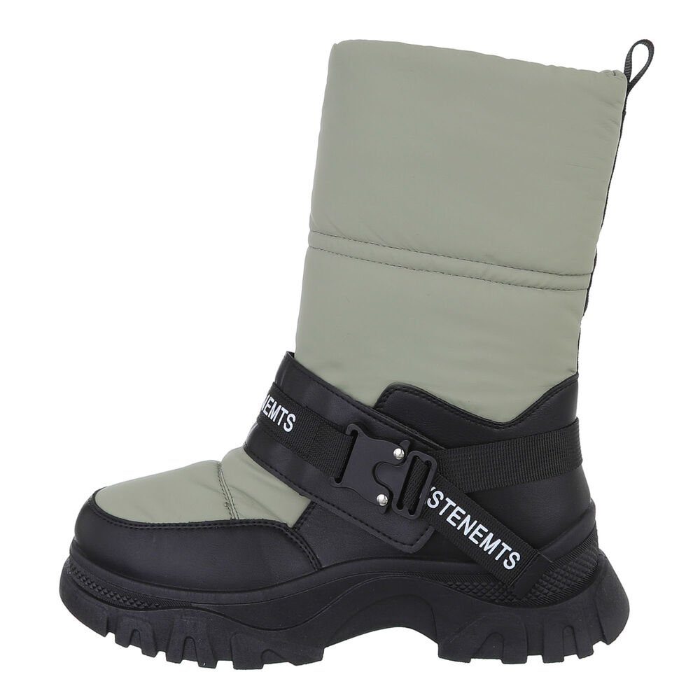 Ital-Design Damen Snowboots Outdoor Plateaustiefel Blockabsatz Plateaustiefeletten in Hellgrün