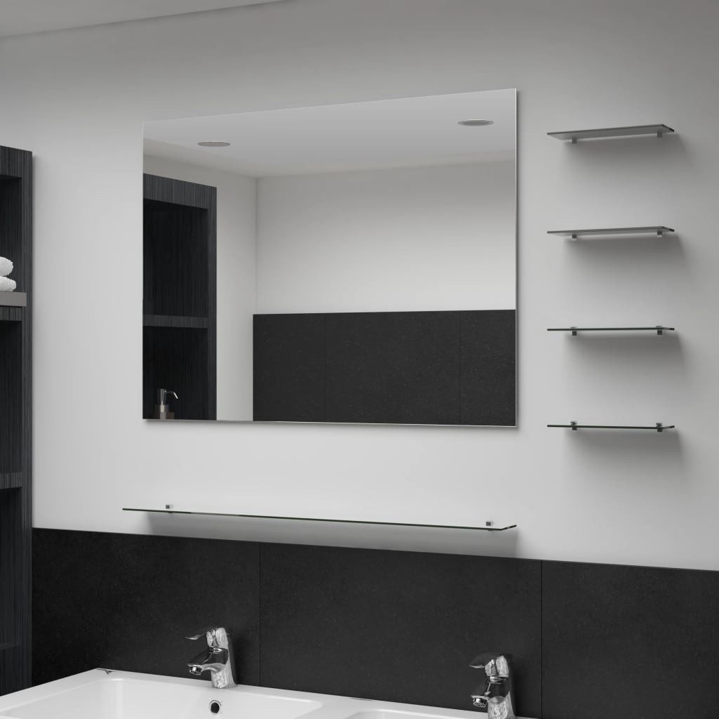 vidaXL Spiegel 80 x 60 cm 5 shelves Wandspiegel mit 5 Ablagen Silbern 80x60 cm