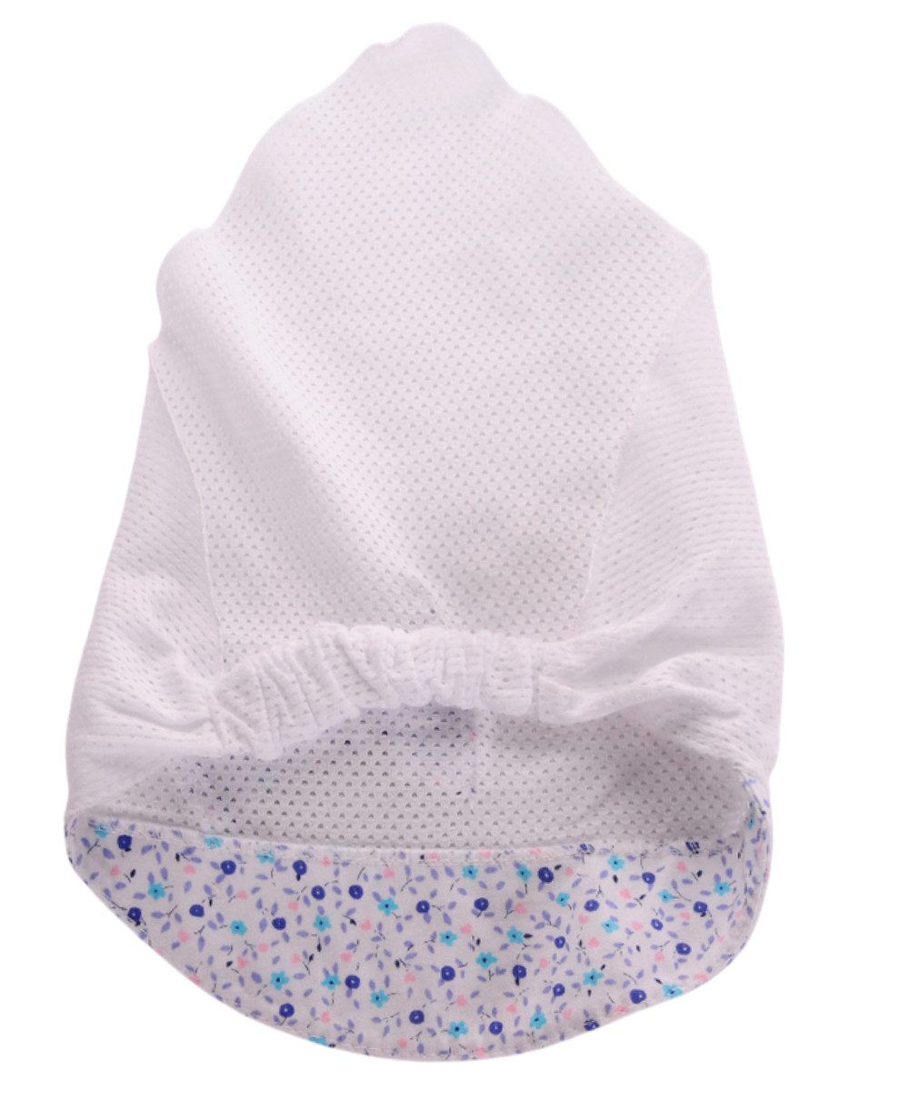 La Bortini Kopftuch Baby Kopftuch Sommer Mütze Kopfbedeckeung in Weiß blau, atmungsaktiv, weich, mit Blumen Muster, sommerlich, leicht