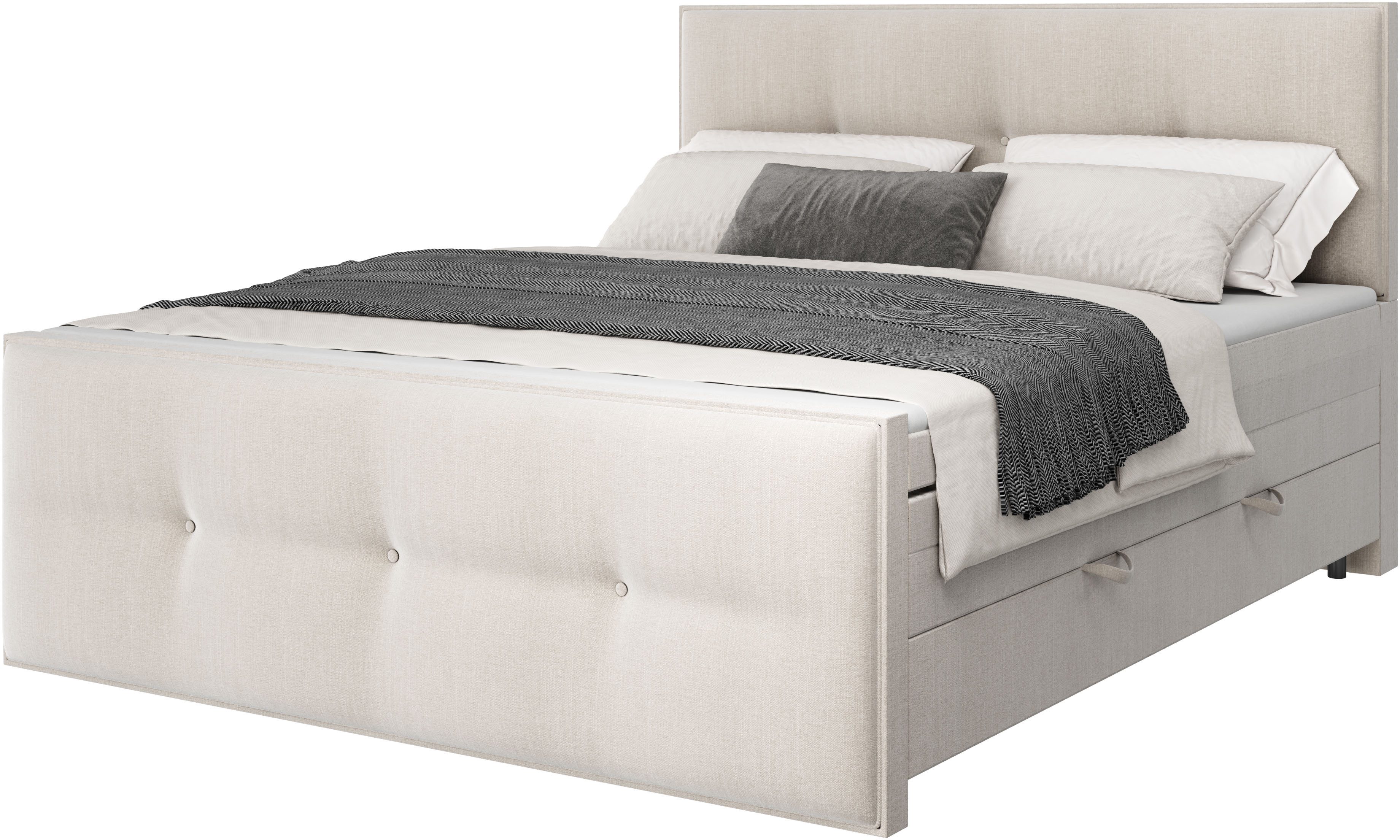 FORTE Boxspringbett "Eve inkl. zwei Bettkästen und Kaltschaum Topper" und e günstig online kaufen