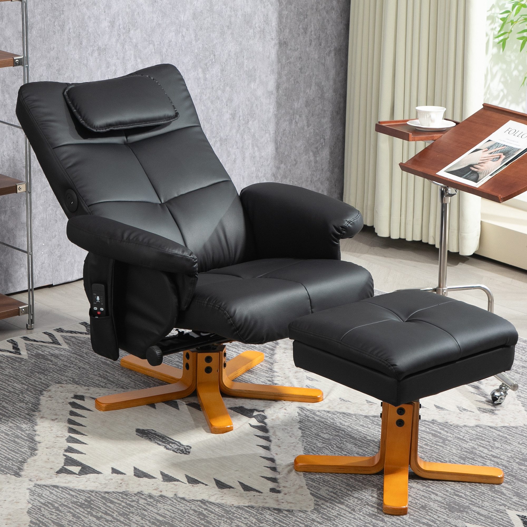 HOMCOM Massagesessel mit Hocker, Seitentasche, Stauraum, günstig online kaufen