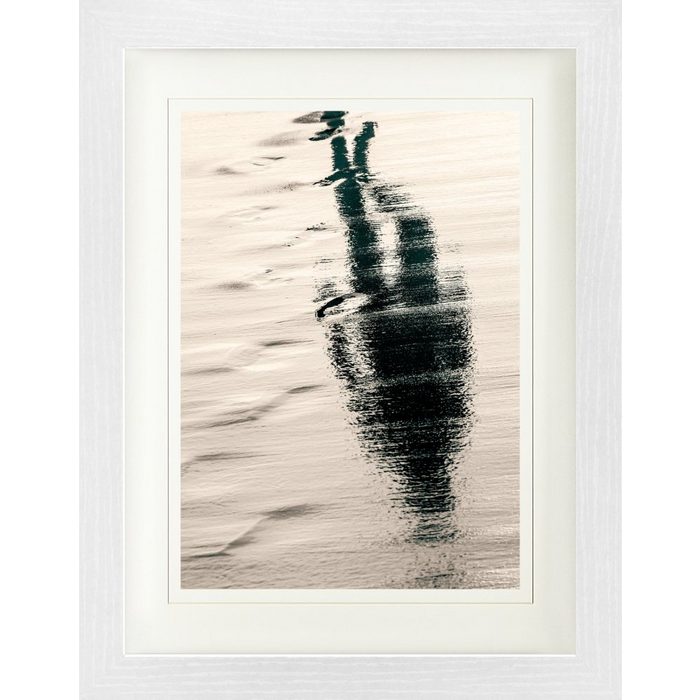 1art1 Bild mit Rahmen Silhouetten - Ein Schatten In Den Wellen Des Wüstensands