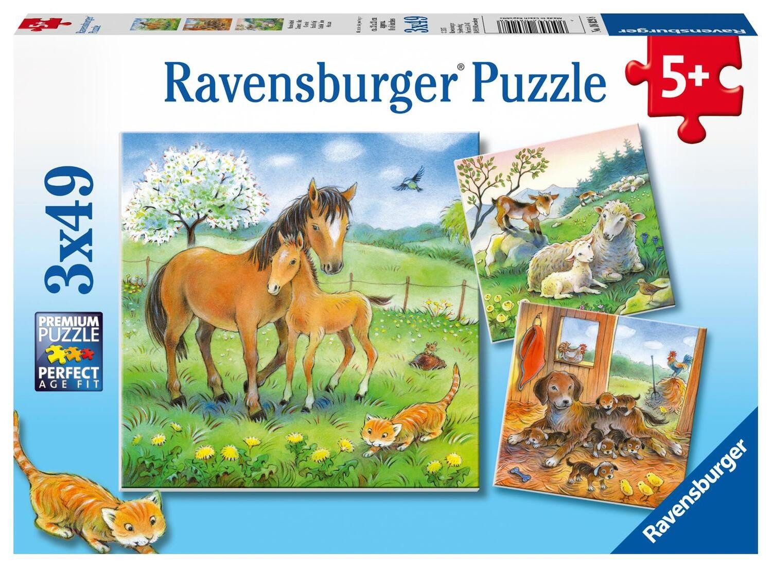 Ravensburger Puzzle Kuschelzeit. Kinderpuzzle 3 x 49 Teile, 49 Puzzleteile