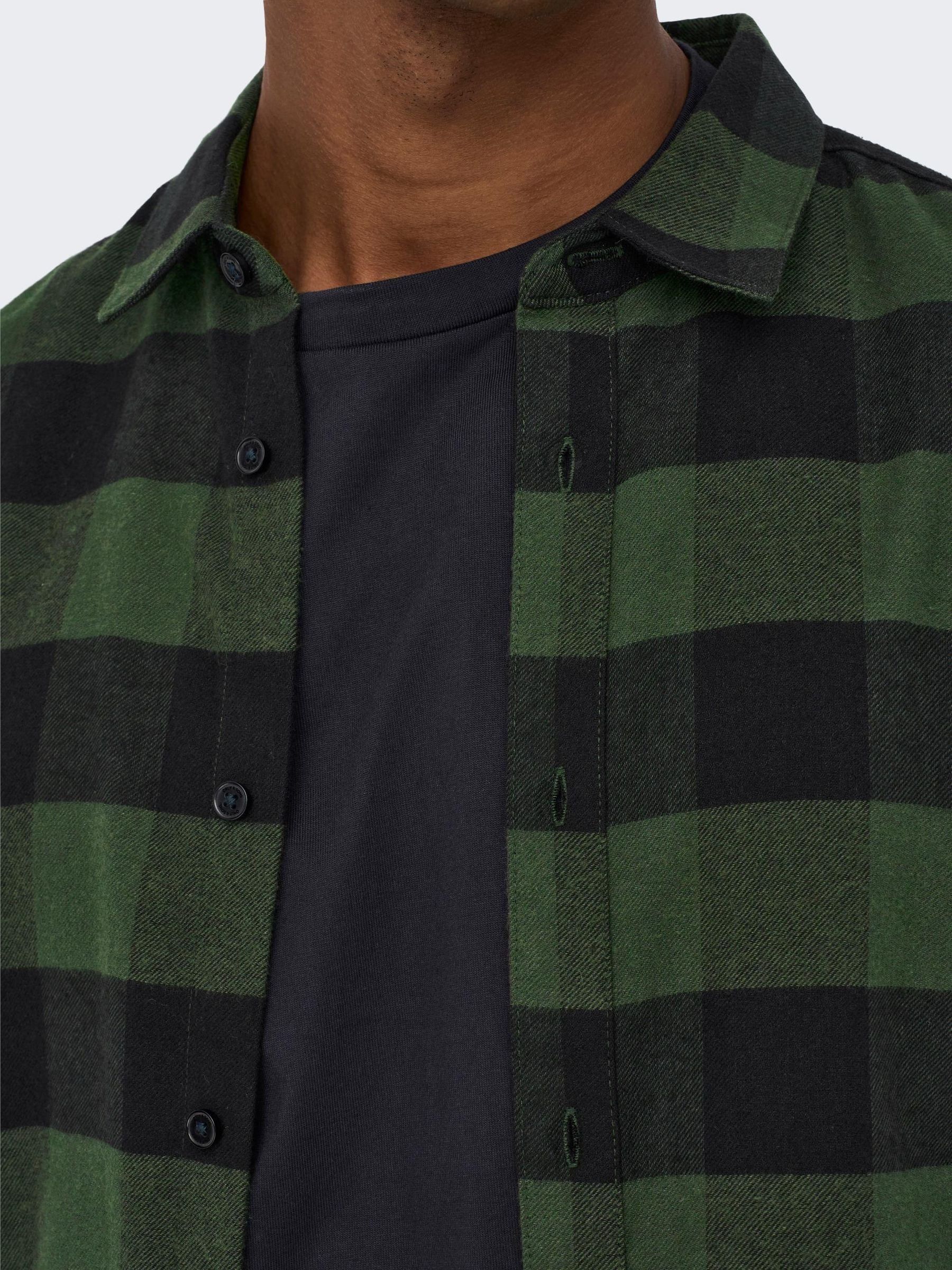ONLY & SONS Langarmhemd Freizeit Karohemd Holzfäller Kariertes Flanellhemdfür (1-tlg) Baumwolle Slim Fit Kentkragen kariert wärmend Knöpfe