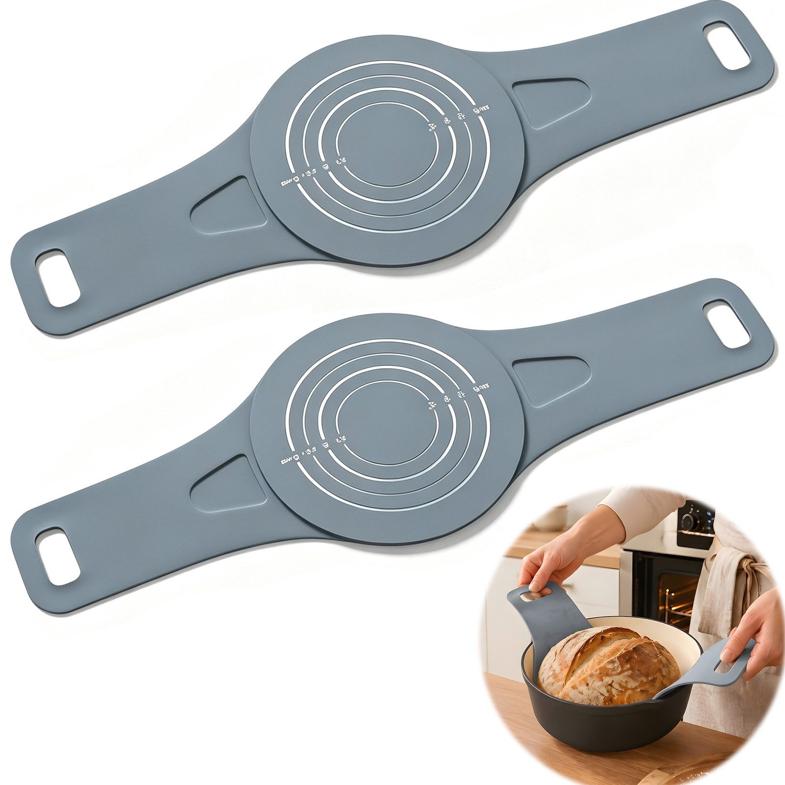 SURFOU Backmatte 2er Set Silikon Brotschlinge für Sauerteig Wiederverwendbare, (Brotbackmatte, Teighebe Zubehör für Gusseisen Bräter, Brotback Zubehör), mit Griffen Dutch Oven Einlage aus langlebigem Silikon