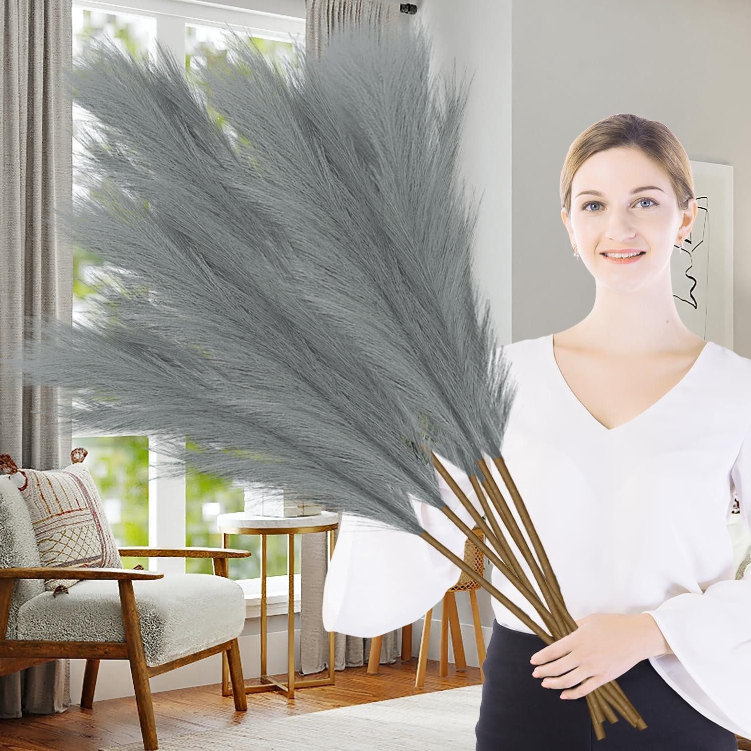 Trockenblume Pampasgras Deko 7 Stk Grau 97cm, LuxusKollektion, Höhe 1 cm