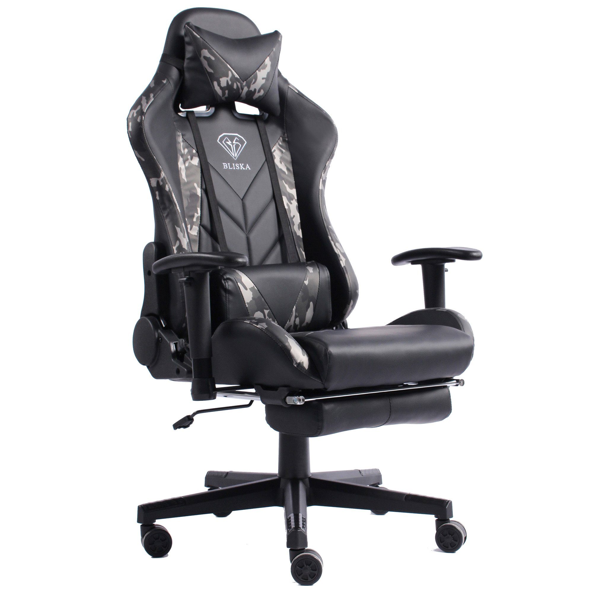 TRISENS Chefsessel Leo (1 Stück), Gaming Stuhl mit Fußstütze und 4D-Armlehnen gaming chair in Lederoptik