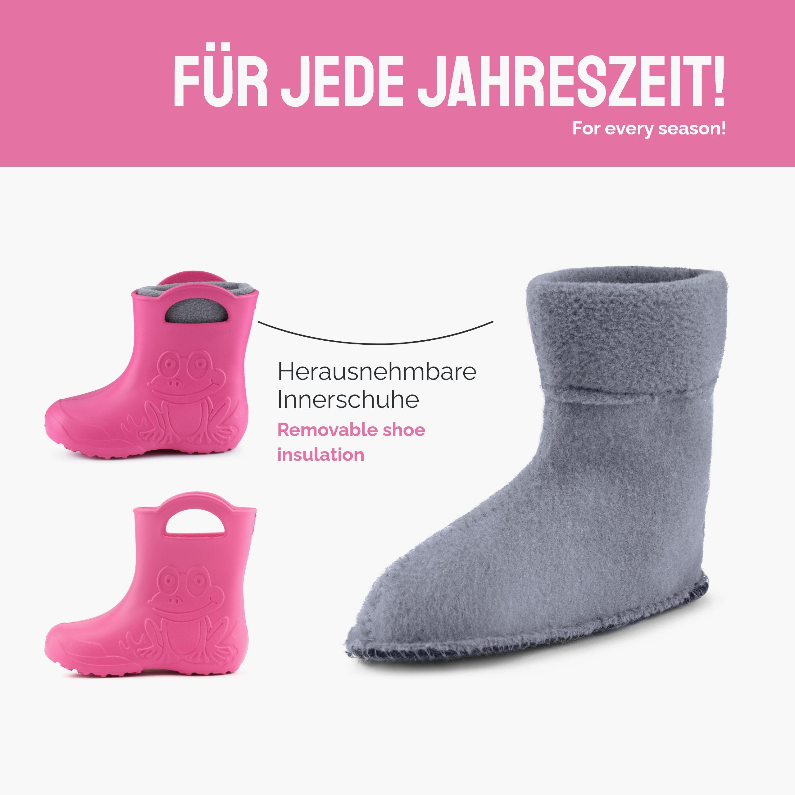 Ladeheid Kinder EVA federleichte Regenschuhe LA-CA-03 Gummistiefel mit herausnehmbares Innenfutter – Bild 4 von 5