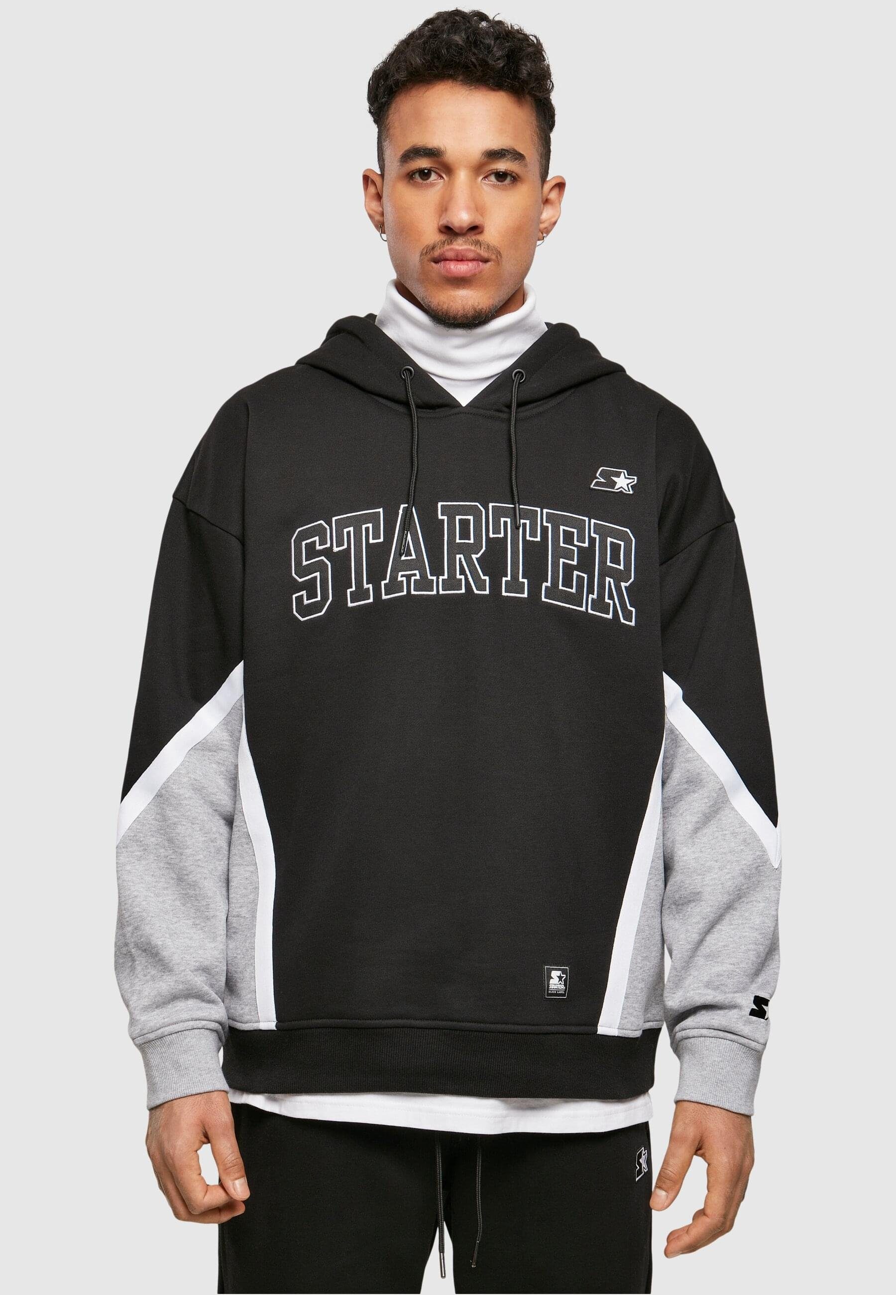 Starter Black Starter Hoody Herren Sweater black/heathergrey Throwback (1-tlg) Label