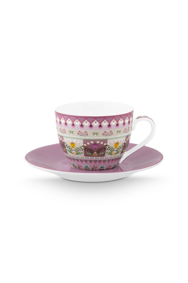 PiP Studio Espressotasse Lily&Lotus Espressotassse m.U. lila 120ml, Porzellan, Espresso Cup and Saucer Lily&Lotus Moon Delight Multi 120ml