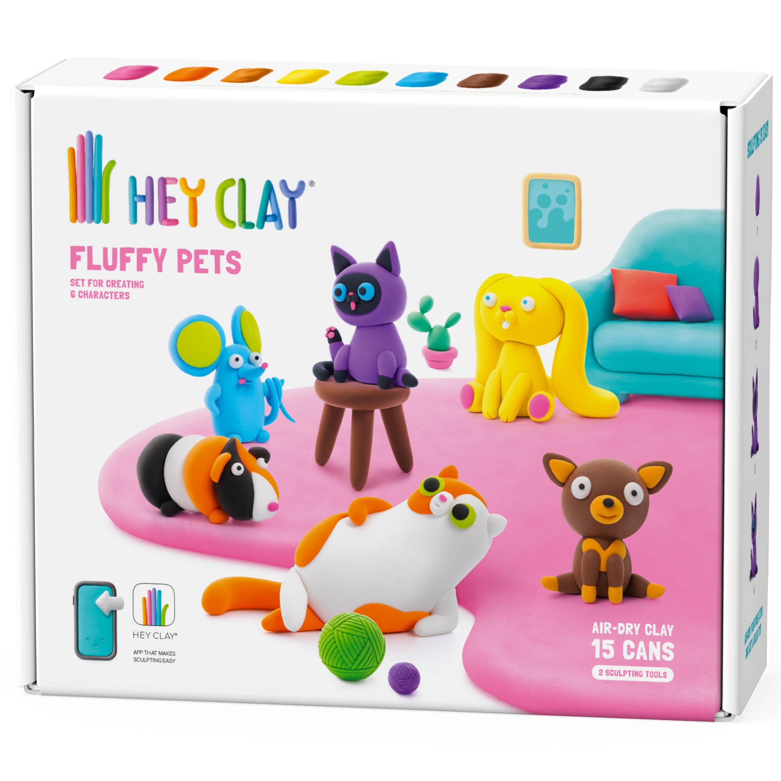 Hey Clay Modelliermasse Hey Clay Flauschige Tierfiguren, Spielknete, Knetmasse 15 Farben