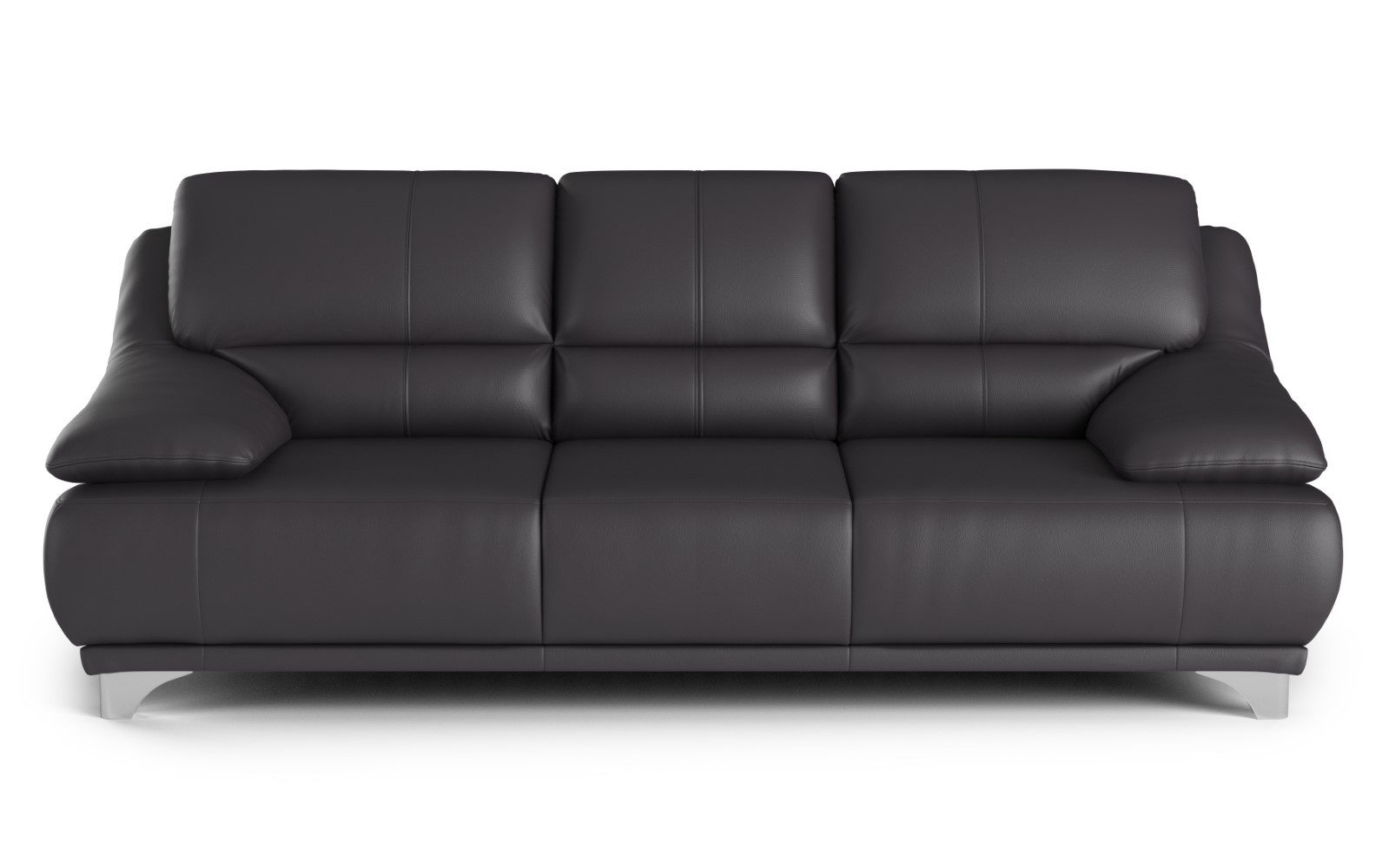 COTTA Sofa 3-Sitzer Ledersofa Echtleder Schwarz mit Nosagfederung & Metallfüßen, Nosagfederung, hochwertiges Echtleder, Frei im Raum stellbar