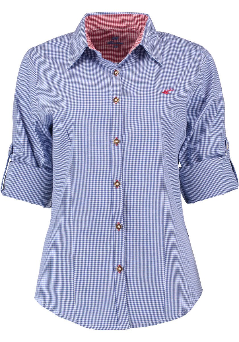 OS Trachten Trachtenbluse Ututu Langarmbluse mit Hirsch-Stickerei auf der Brust