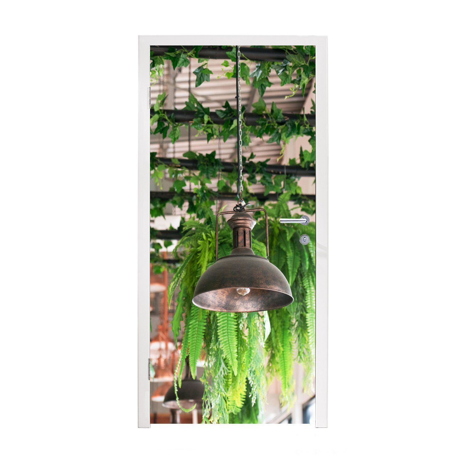 MuchoWow Türtapete Lampen und Pflanzen, Matt, bedruckt, (1 St), Fototapete für Tür, Türaufkleber, 75x205 cm