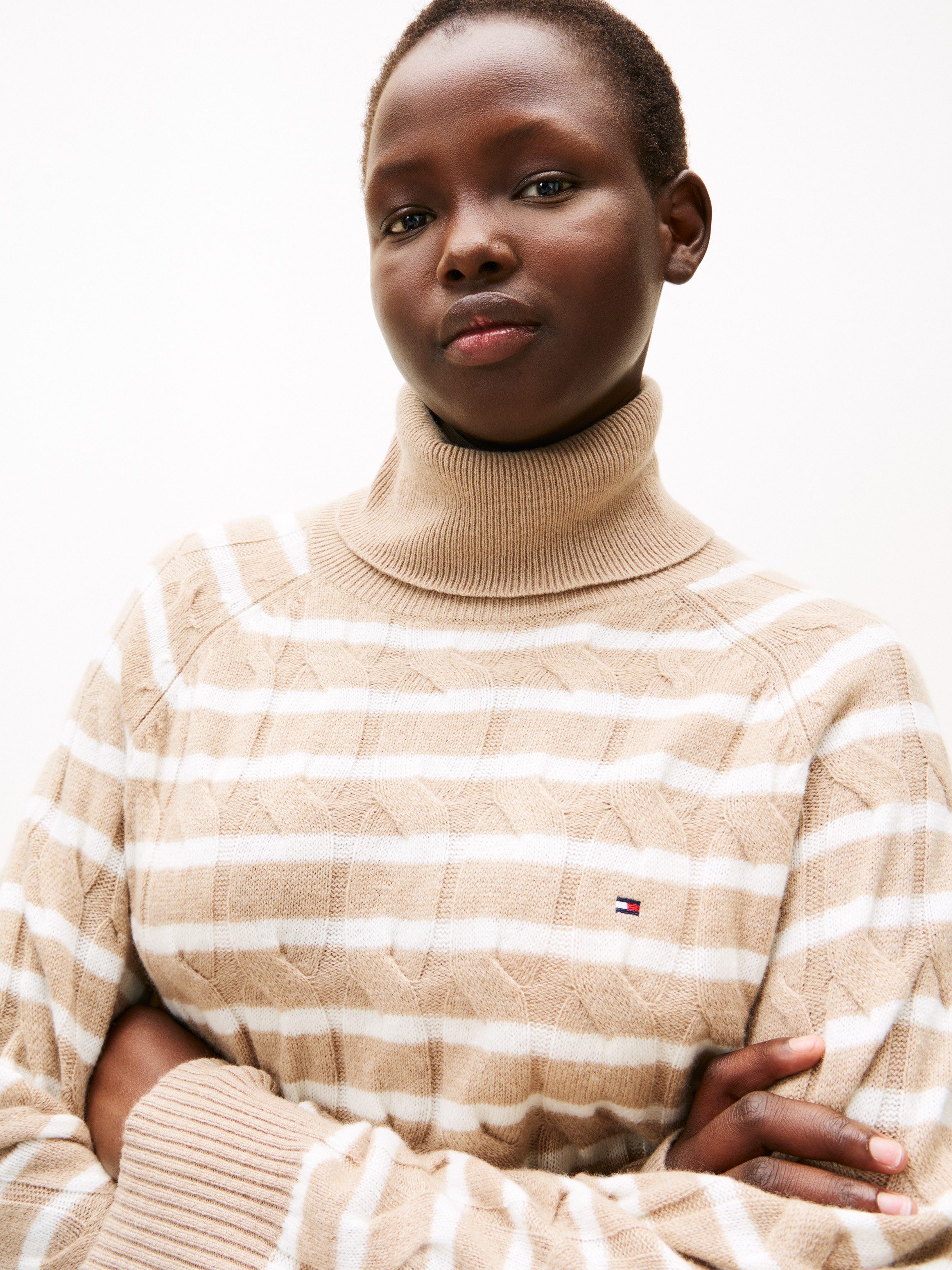 Tommy Hilfiger Curve Rollkragenpullover CRV SOFT WOOL CABLE ROLL-NK SWT in günstig online kaufen