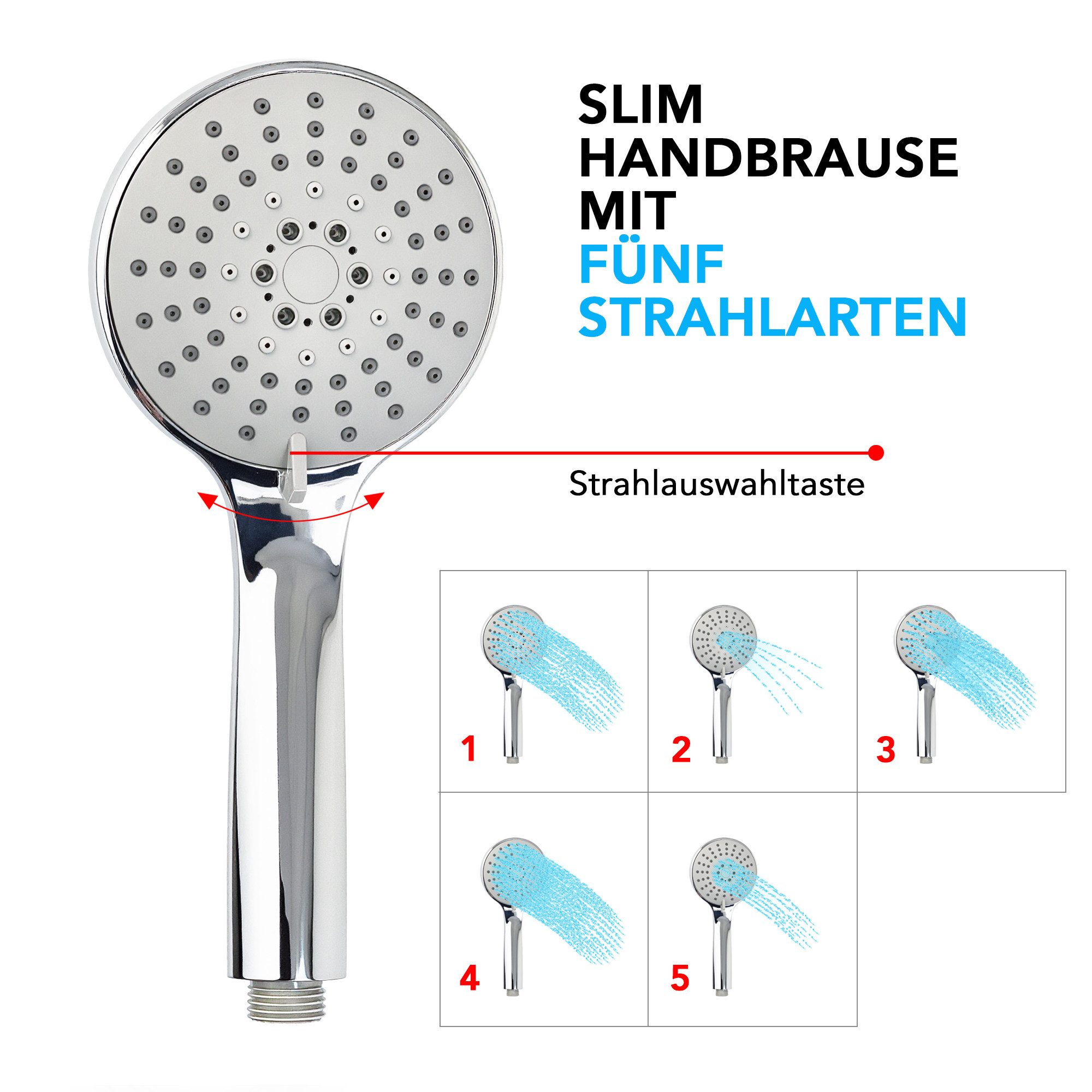 hansgrohe Duscharmatur Ecostat 1001CL Brausethermostat Set mit Aloni Handbrause & Regendusche (Spar-Set) EcoStop & 40°C Sicherheitssperre, Armatur in chrom, Wan – Bild 4 von 5