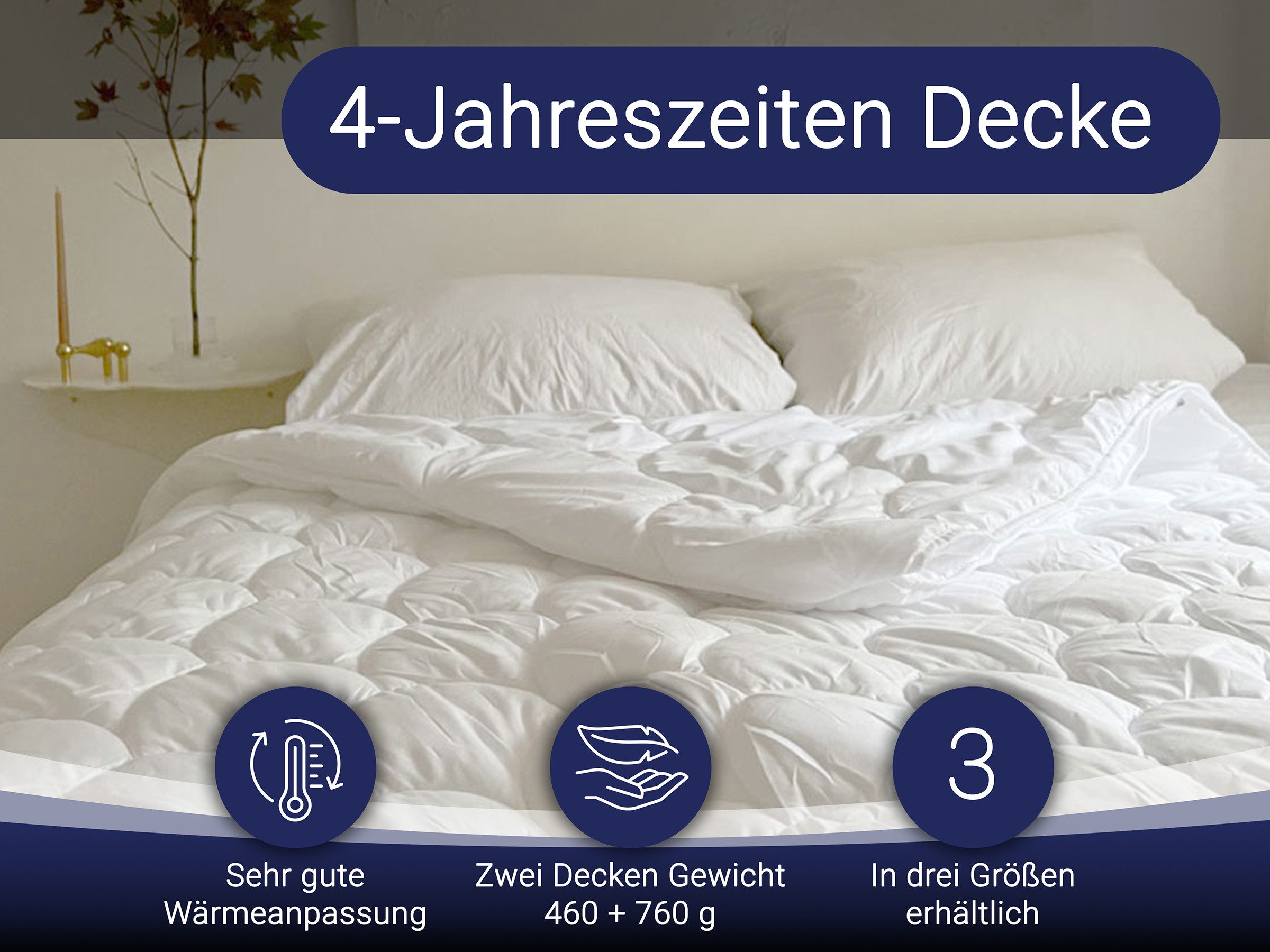 ZOLLNER 4-Jahreszeitenbett, 135 x 200 cm, 100% Polyester, vom Hotelwäschesp günstig online kaufen