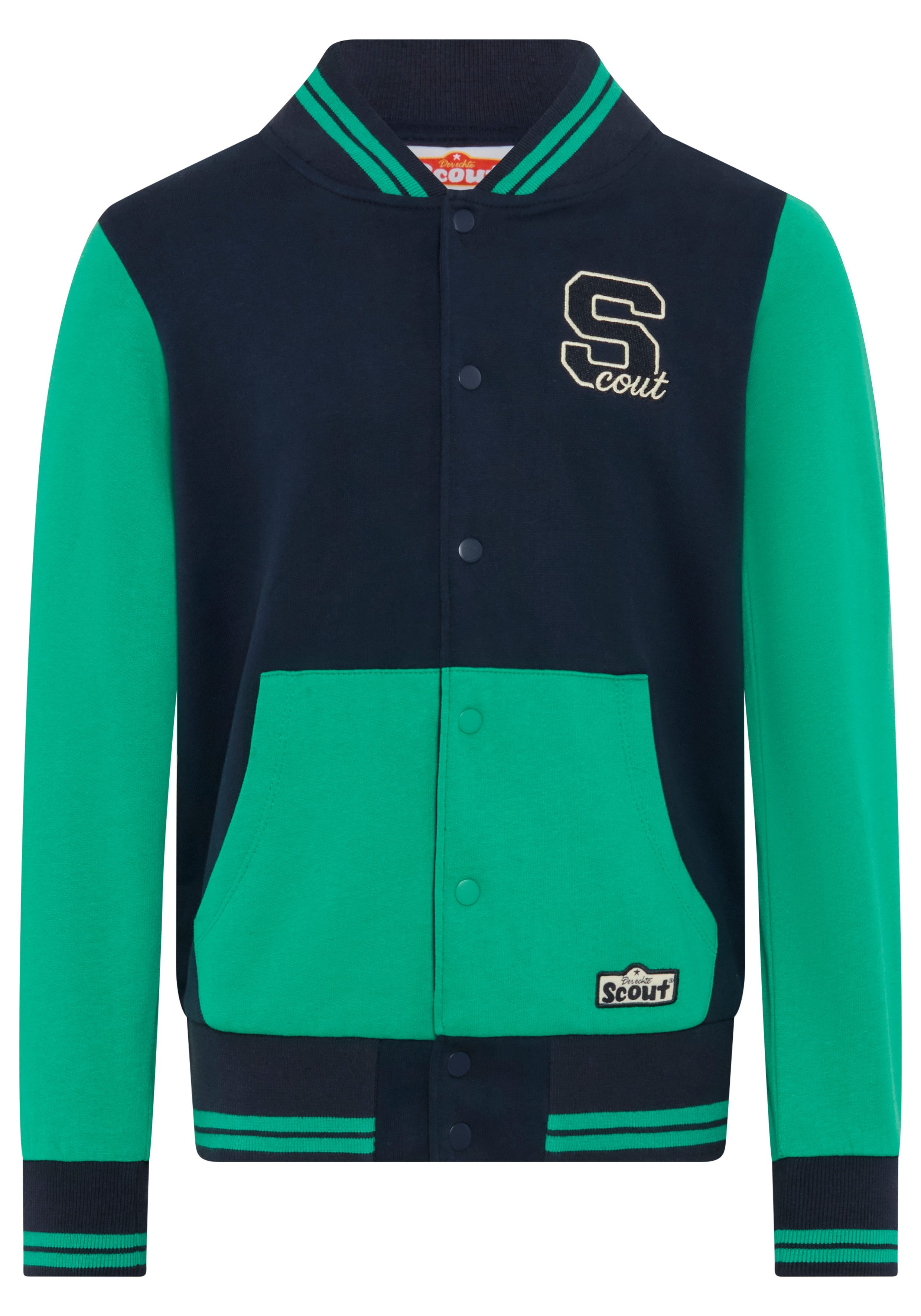 Scout Sweatjacke College-Jacke mit Badge - NEU von SCOUT Collegejacke mit Rippkragen, mit Rippbündchen an Ärmeln – Bild 5 von 5