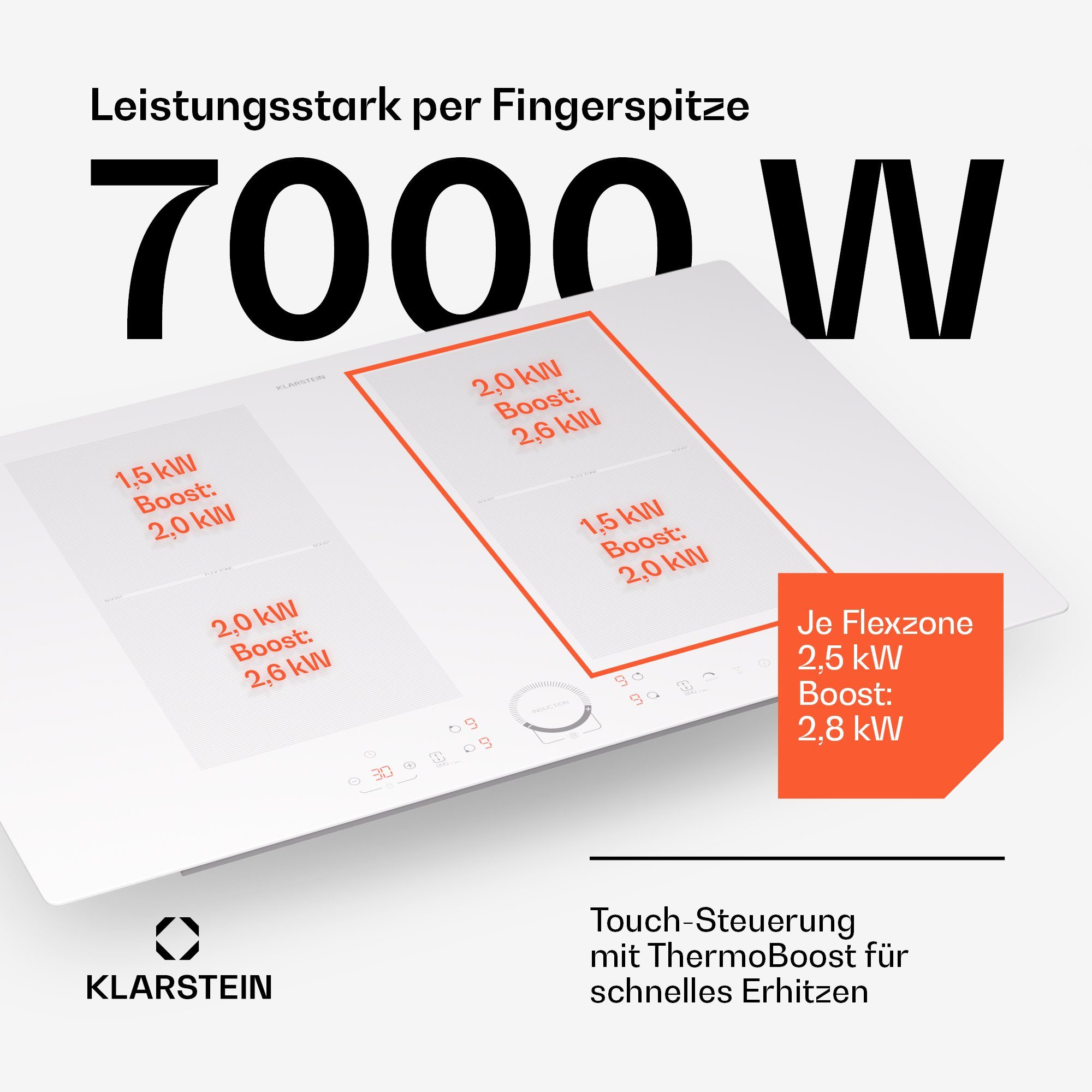 Klarstein Induktions-Kochfeld Delicatessa 77 Flex, Kochfelder Induktion Hob Flex 4 Zonen 7000 W