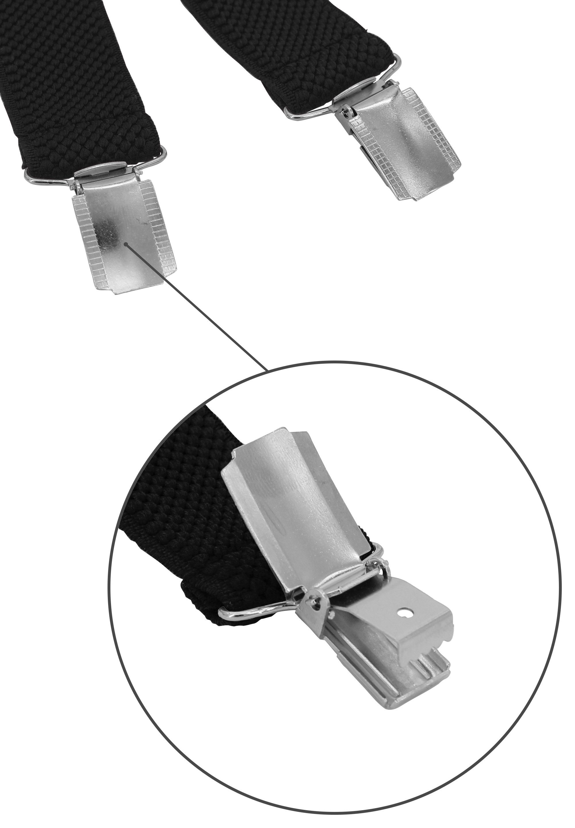 Fabio Farini Hosenträger Schmales Y-Design mit 2,5cm Breite verstellbar mit extra starken Clipverschluss, Schwarz