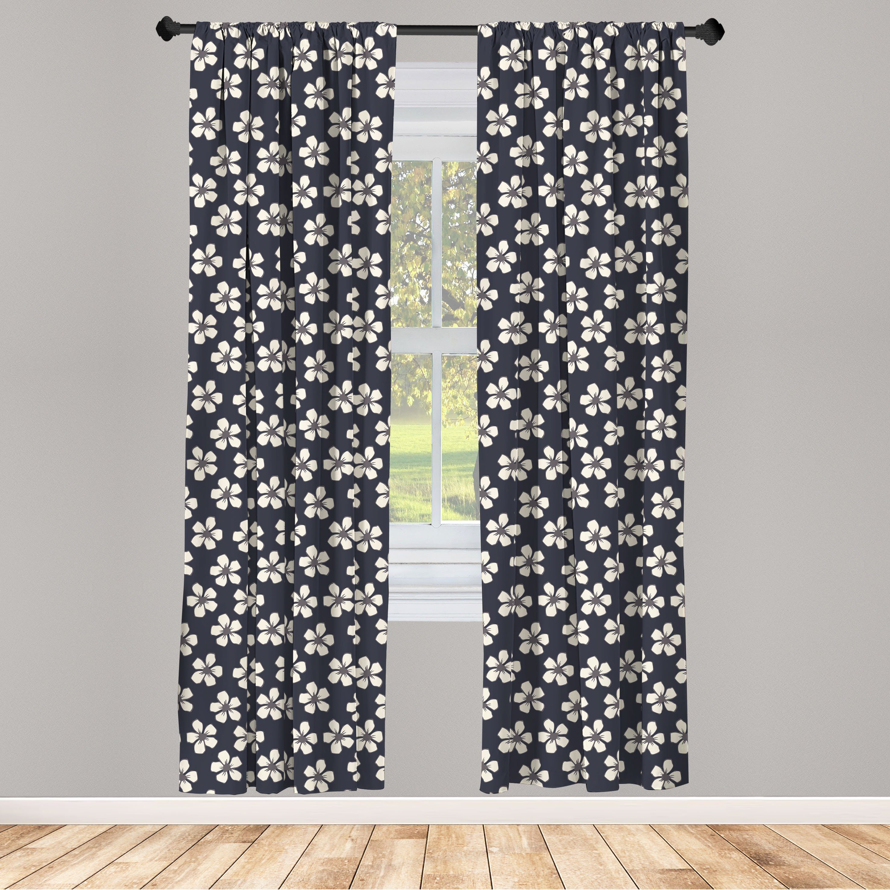 Gardine Vorhang für Wohnzimmer Schlafzimmer Dekor, Abakuhaus, Microfaser, Blumen Kirschblumen-Blüte | Fertiggardinen