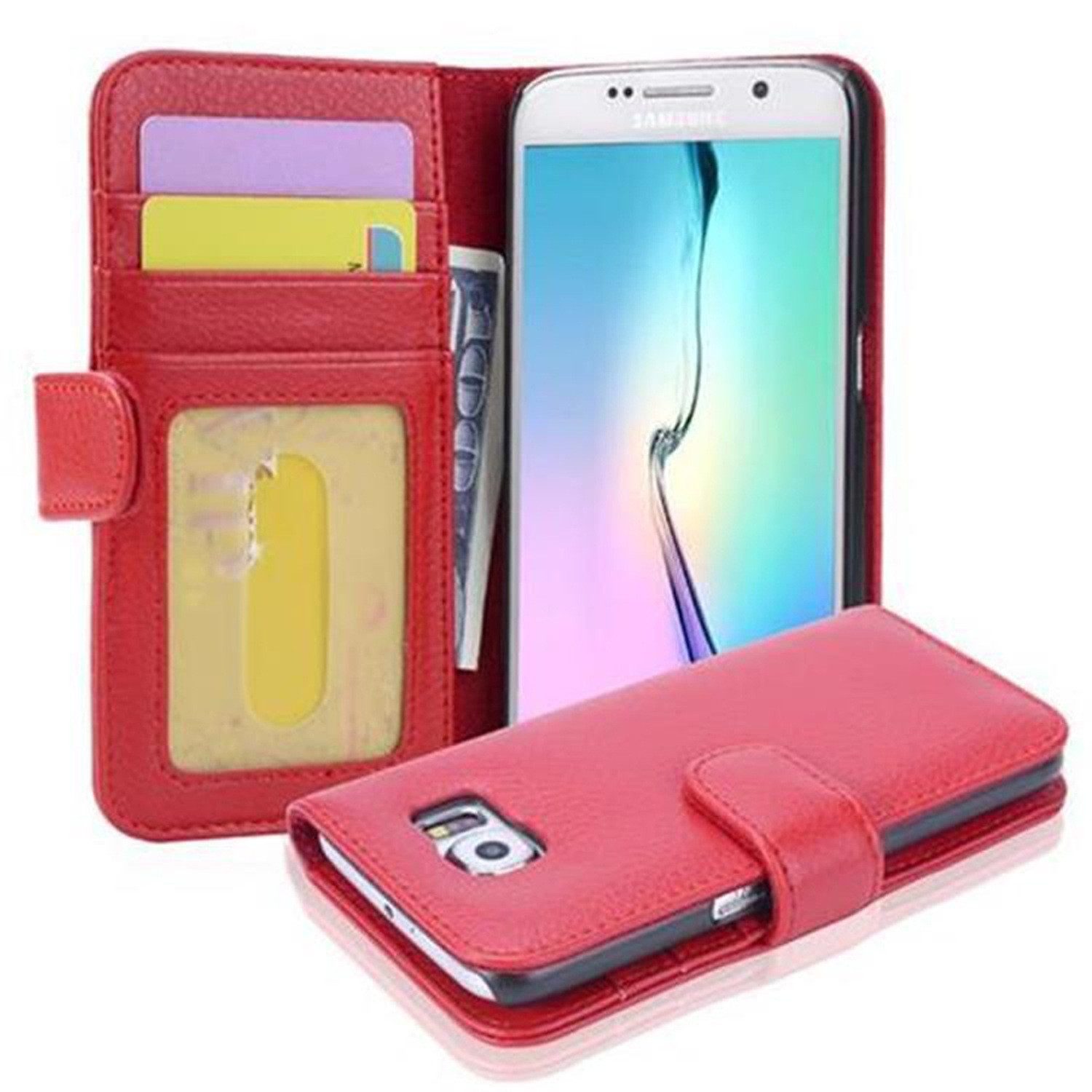 Cadorabo Handyhülle Samsung Galaxy S6 Samsung Galaxy S6, Klappbare Handy Schutzhülle - Hülle - mit Standfunktion und Kartenfach