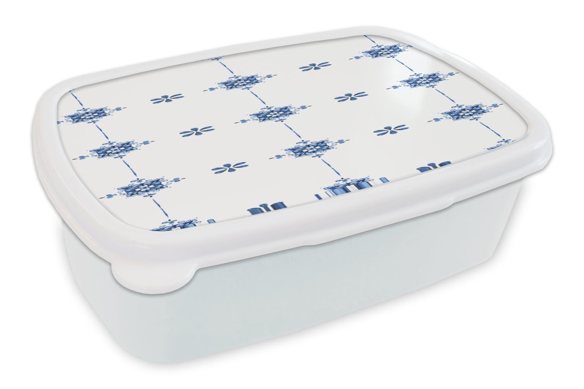 MuchoWow Lunchbox Muster - Holland - Quadratisch, Kunststoff, (2-tlg), Brotbox für Kinder und Erwachsene, Brotdose, für Jungs und Mädchen weiß