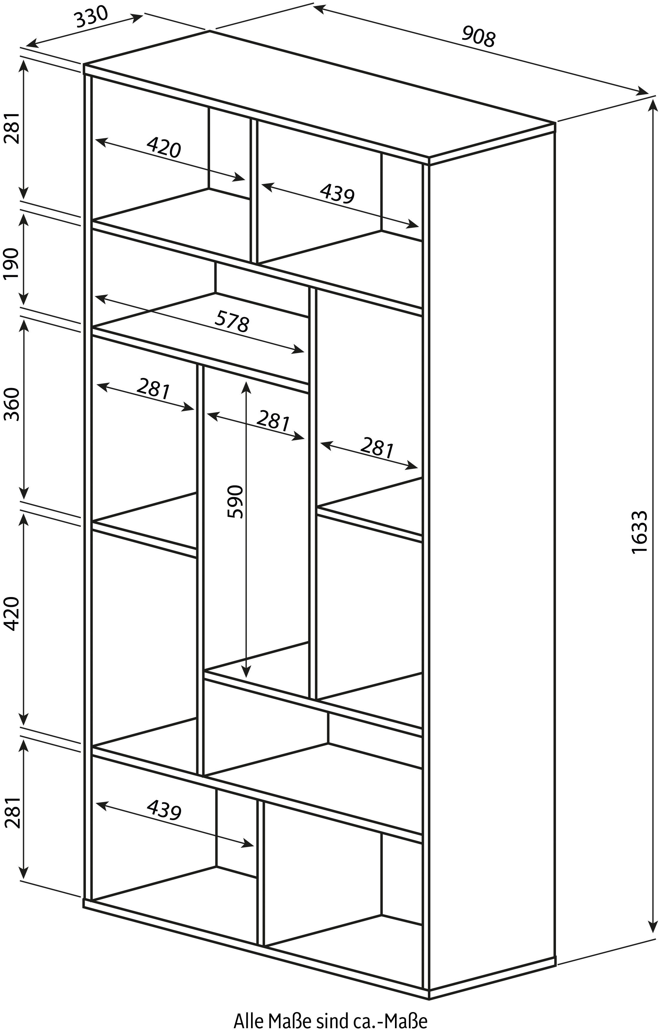 TemaHome Bücherregal SEOUL | eichefarbig eichefarbig schwarz