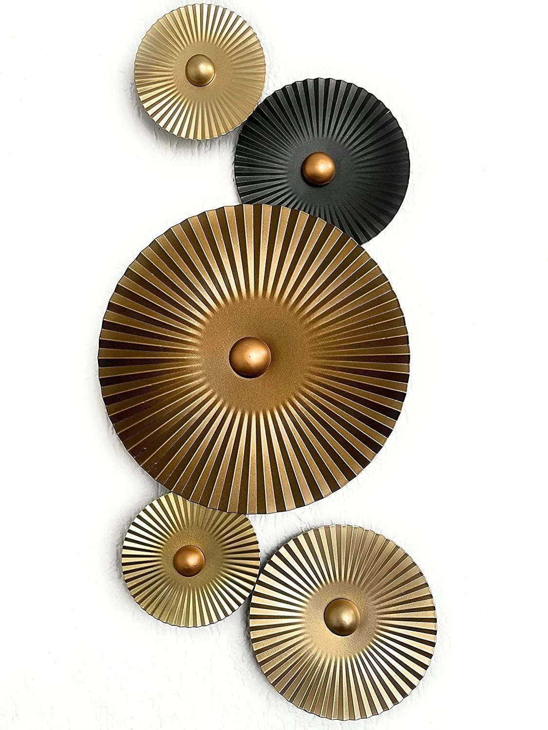 MF Dekoobjekt Mex Wandbild Metall Wanddeko Kreise Wandschmuck Braun Gold 27 x 64 cm – Bild 2 von 4