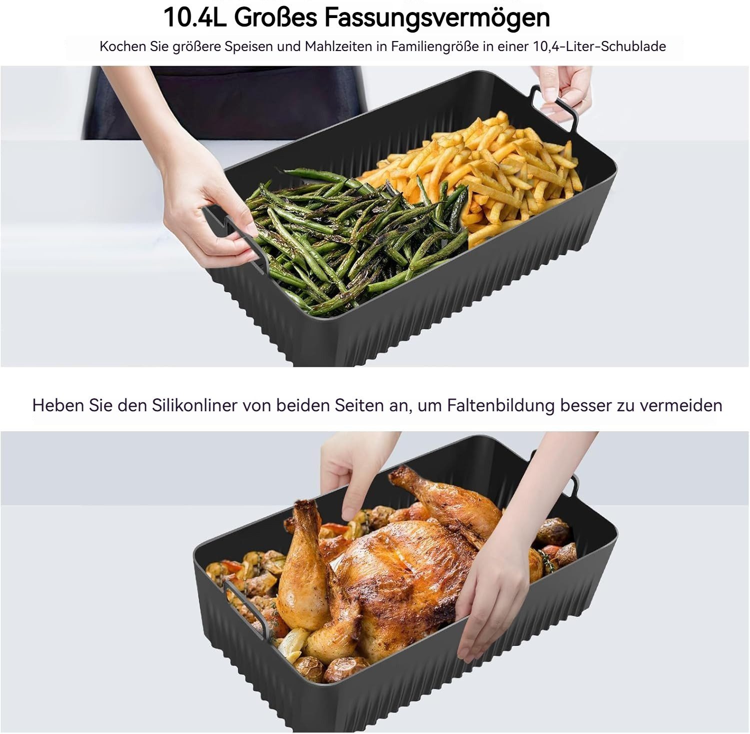BlingBin Silikonform Ninja Heißluftfritteuse Zubehör für AF500EU / Cosori 10L, (1er Set 1-tlg), Silikonform Airfryer Zubehör für Max Ninja Foodi Flexdrawer 10,4L