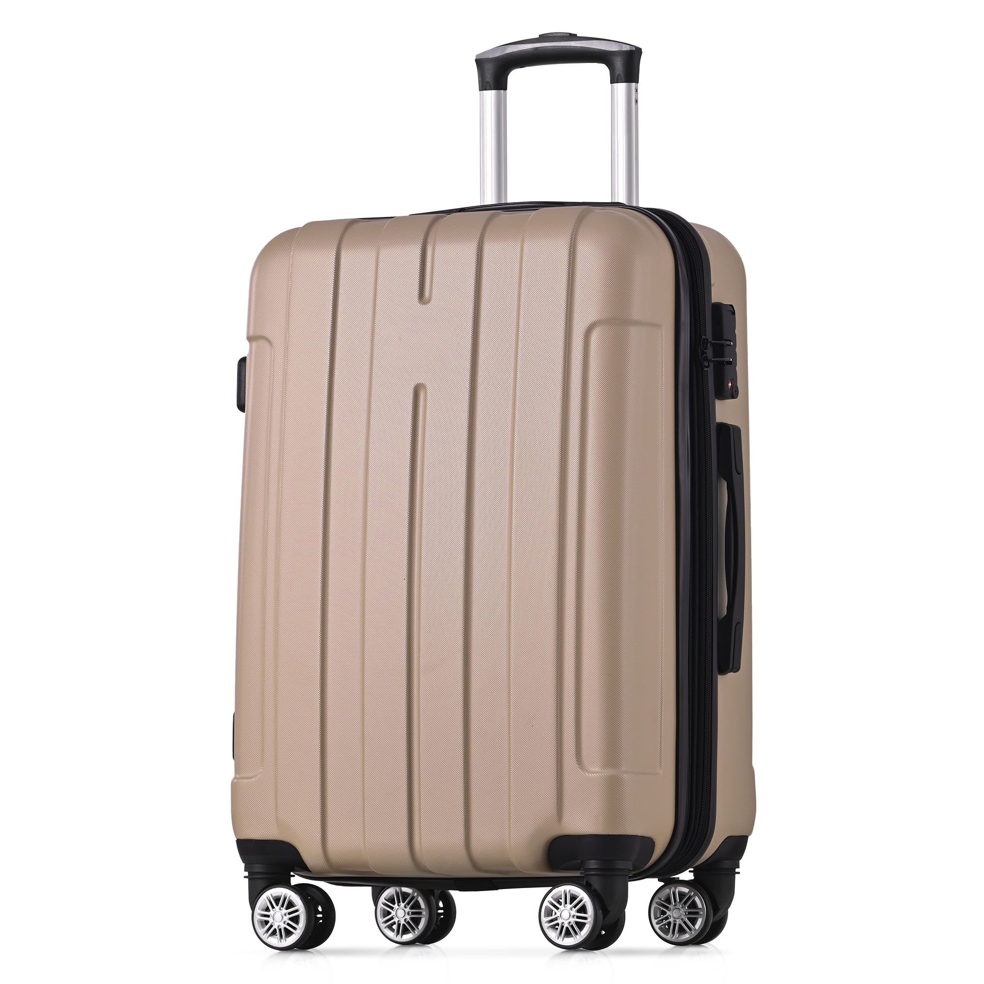 Odikalo Handgepäckkoffer Handgepäck ABS-Material, Universalrad, TSA-Schloss, mehreFarbe gold