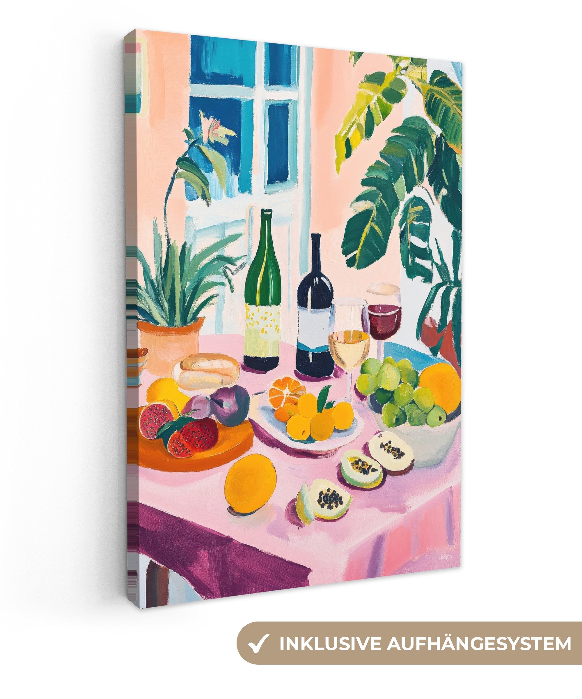 OneMillionCanvasses® Leinwandbild Tisch - Wein - günstig online kaufen