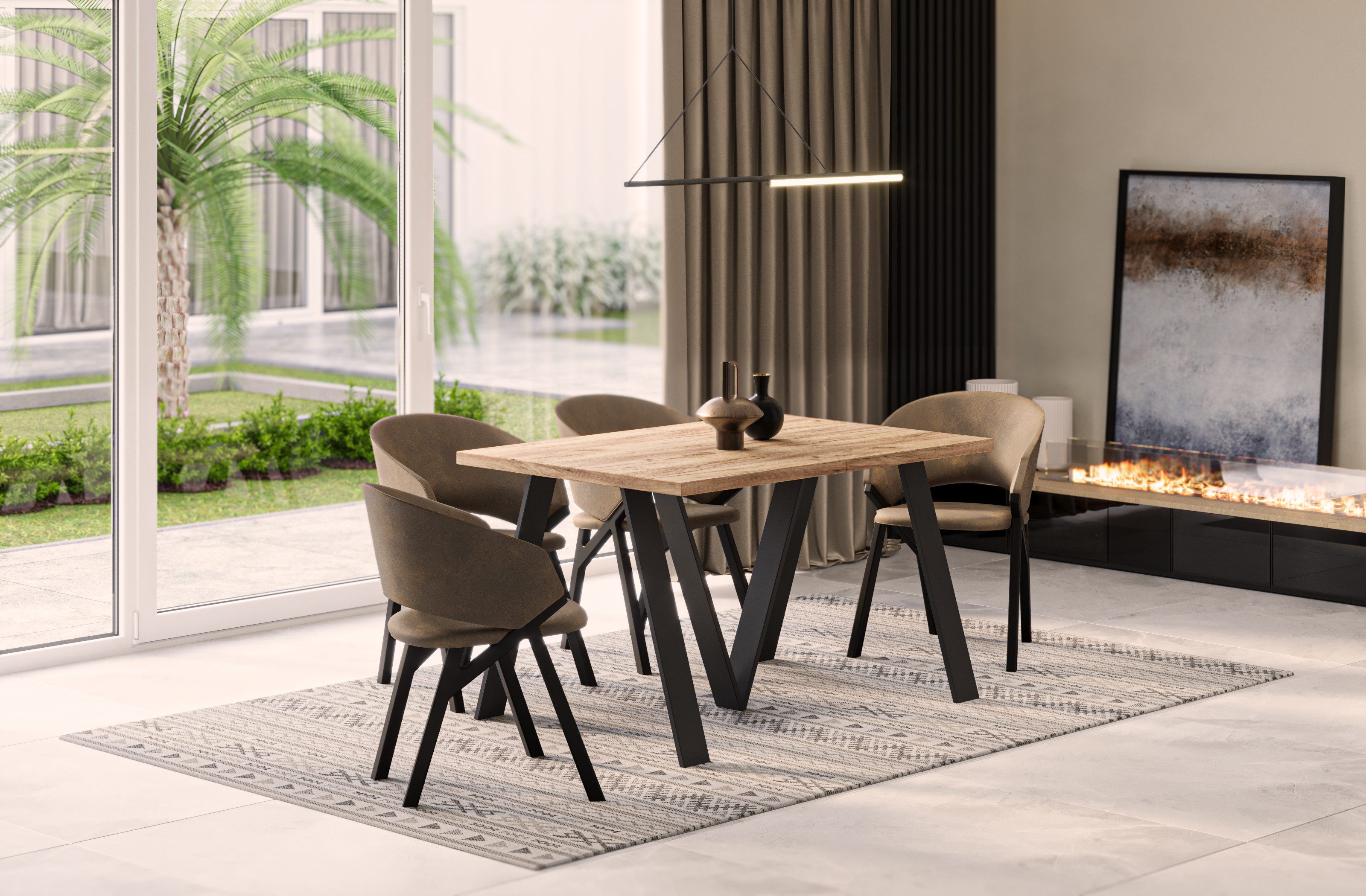 Endo-Moebel Esstisch Lungo XXL 130-405 cm, Metallgestell, ausziehbar, erwei günstig online kaufen