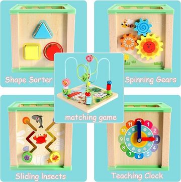 Motorikschleife Aktivitätswürfel: Pädagogisches Lernspielzeug für Kleinkinder, (Motorikschleife-Set), Montessori-Holzzwürfel für kreative Lernfreude