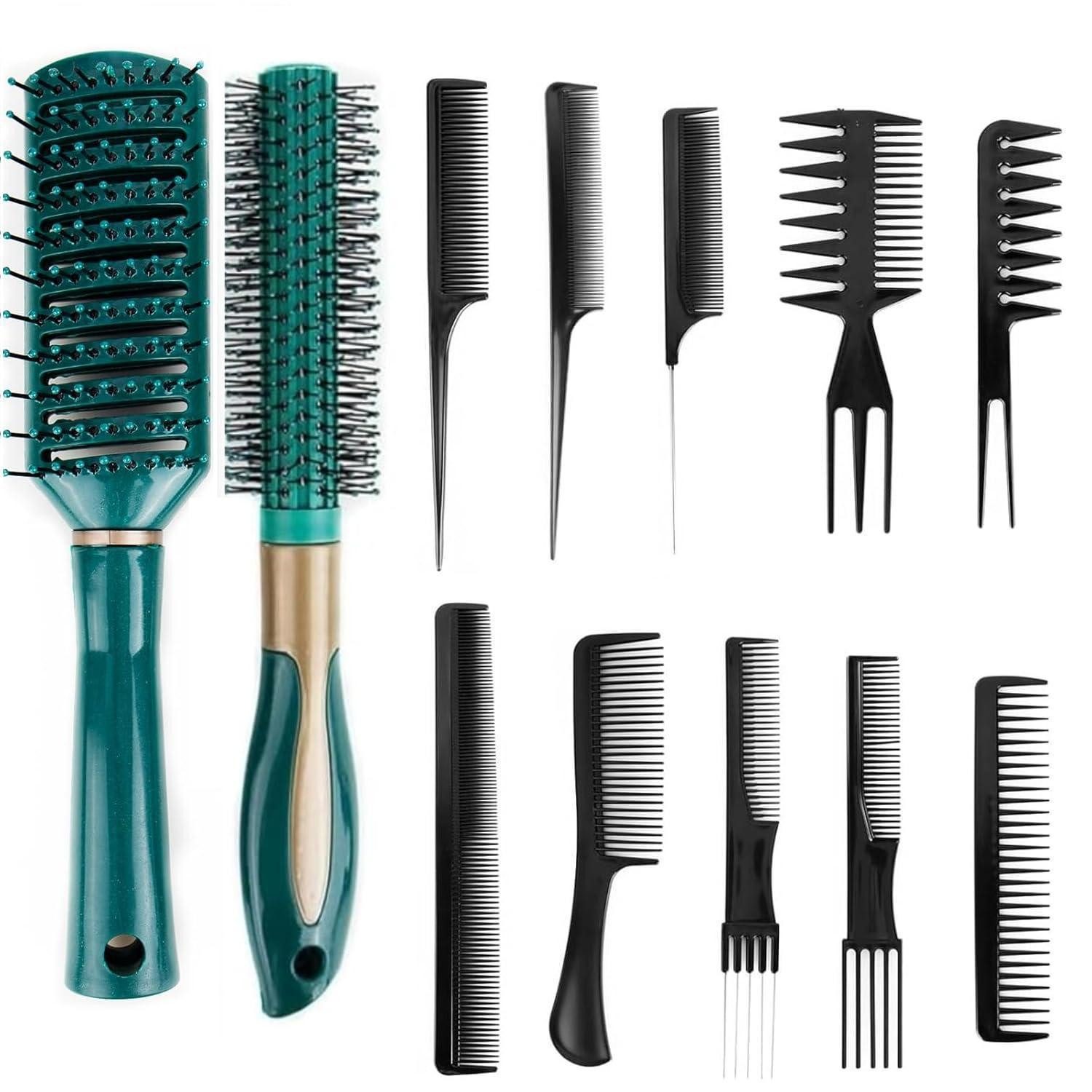 LuxusKollektion Haarkamm Styling Kamm und Bürstenset für Männer und Frauen, 12-teiliges Set
