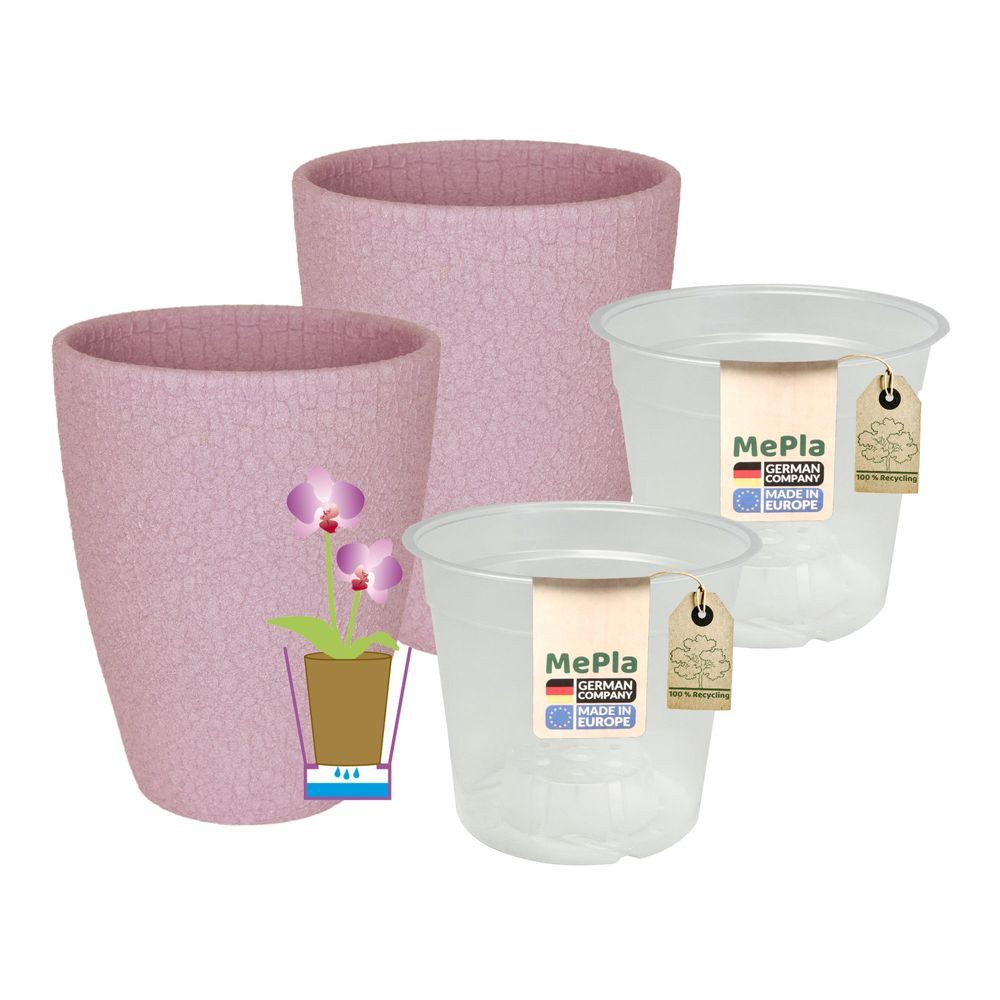 Heimwerkercenter Übertopf MePla - 2 Stück - Übertopf 500 lizzard ø 14 Flieder + Pflanztopf ø 12