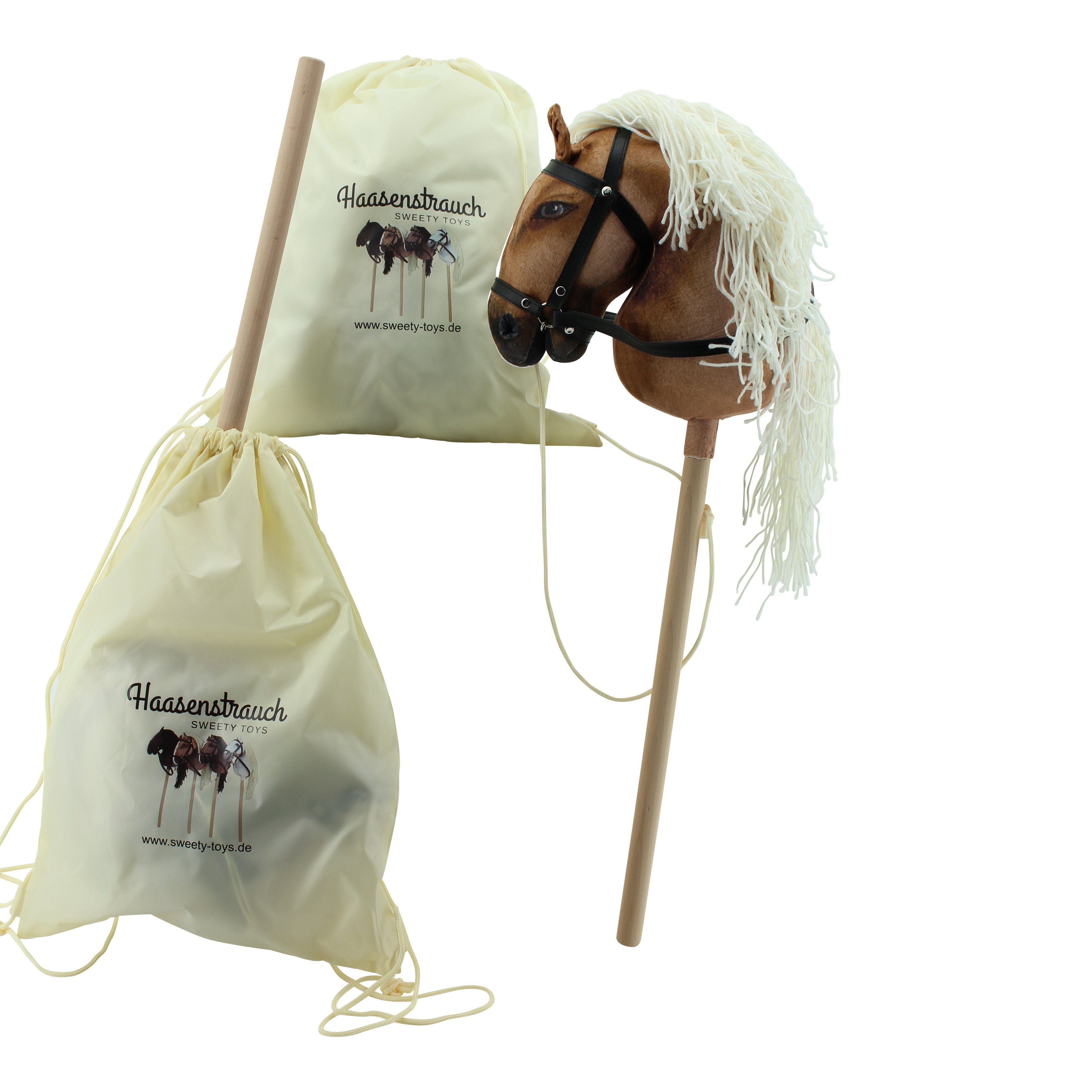 Haasenstrauch Steckenpferd Haasenstrauch Sweety Toys Hobbyhorse Hellbraun & Transportbeutel