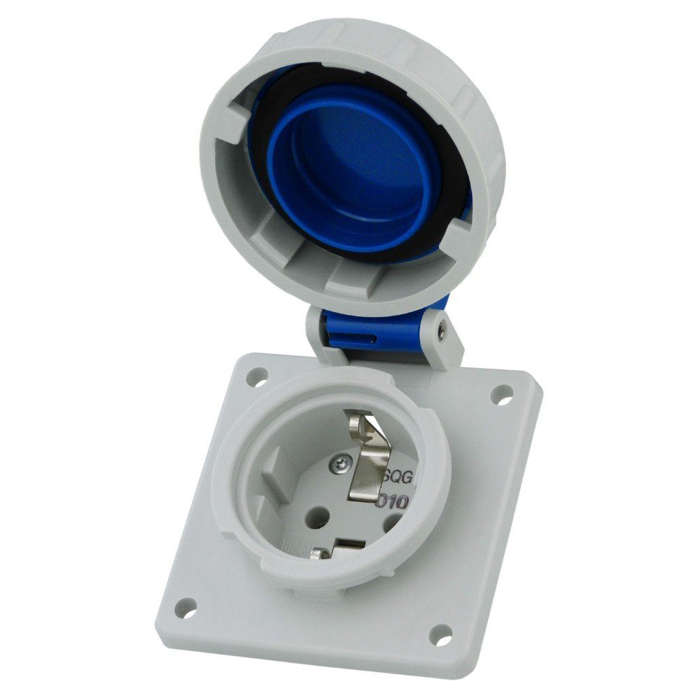 Mennekes Steckdose 230V 16A IP68 Schuko Anbausteckdose mit Klappdeckel Steckdose, 1-St.