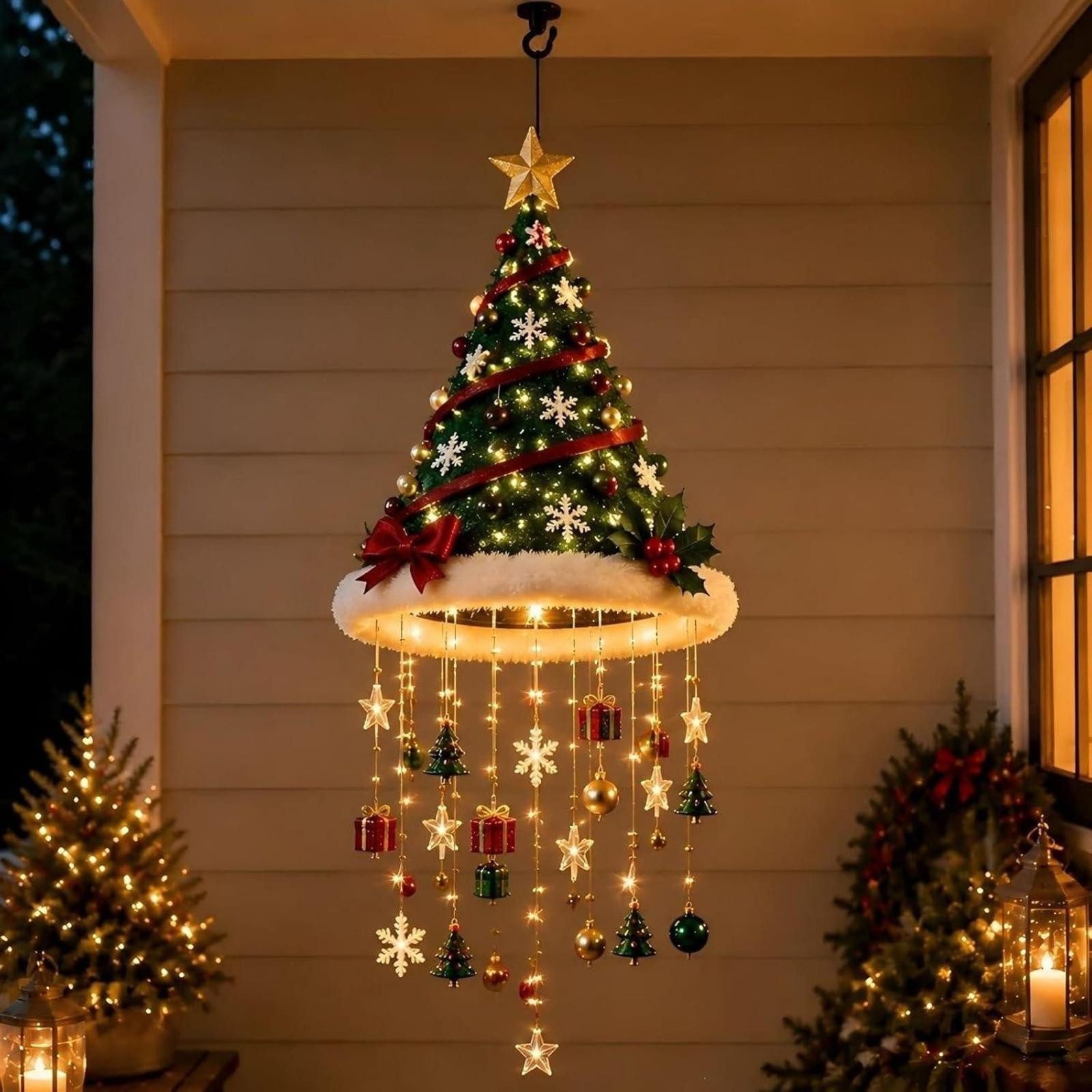FELIXLEO LED-Dekofigur Beleuchteter Kronleuchter in Form Einer Weihnachtsmannmütze (1 St)