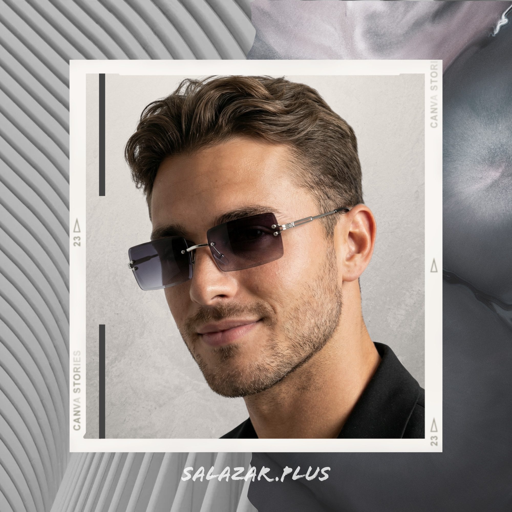 salazar.plus Sonnenbrille Randlos Rechteckig Unisex Rahmenlos Damen Herren leichte Brille