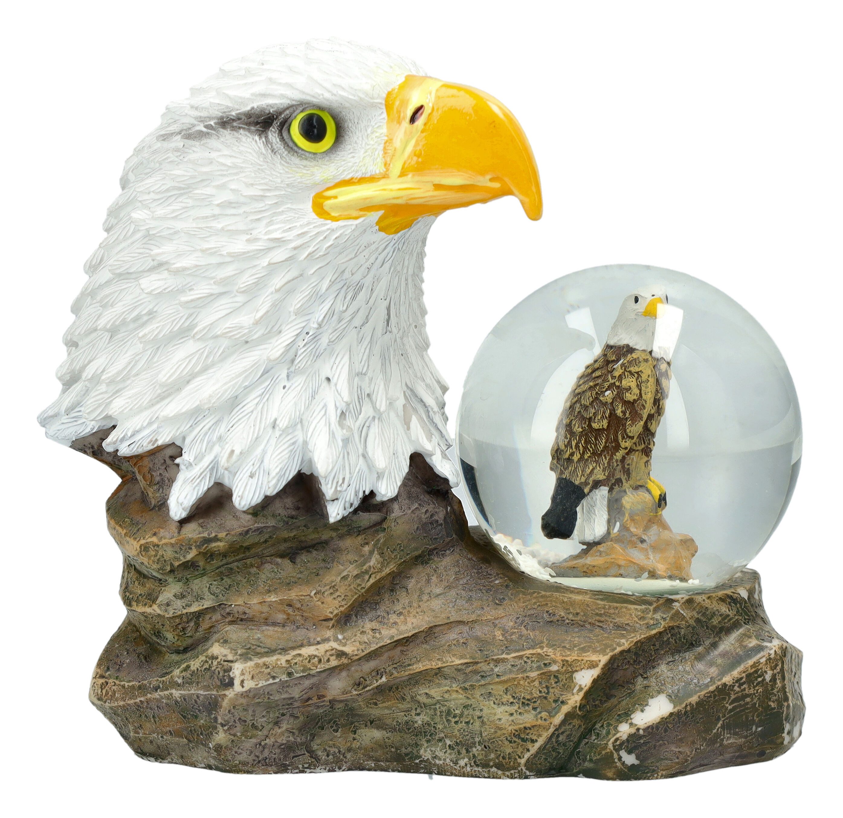 Figuren Shop GmbH Schneekugel Weißkopfseeadler Schneekugel Figur – Adler Dekofigur Skulptur 9 cm