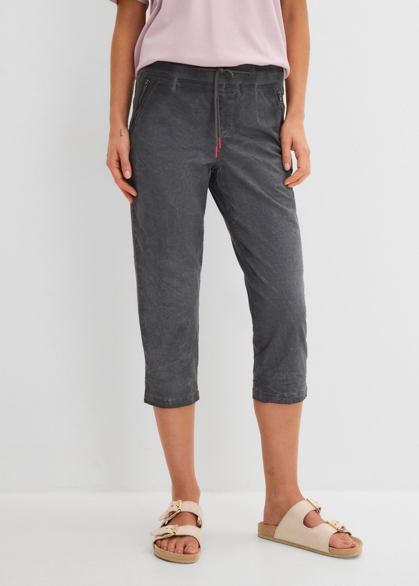 bonprix 3/4-Hose mit modischer Waschung, lockere Passform