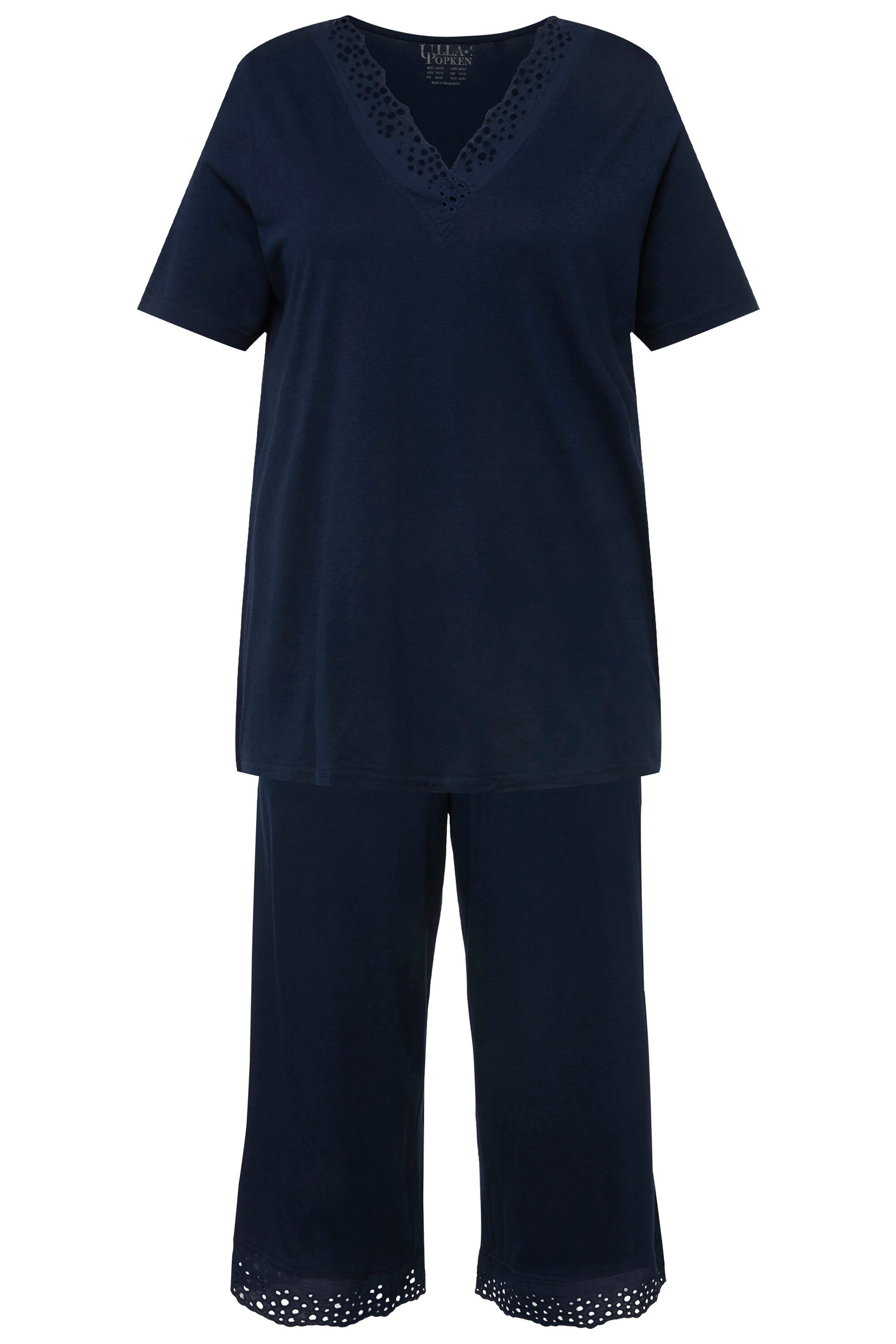 Ulla Popken Pyjama Pyjama Lochstickerei Halbarm Modalmix günstig online kaufen