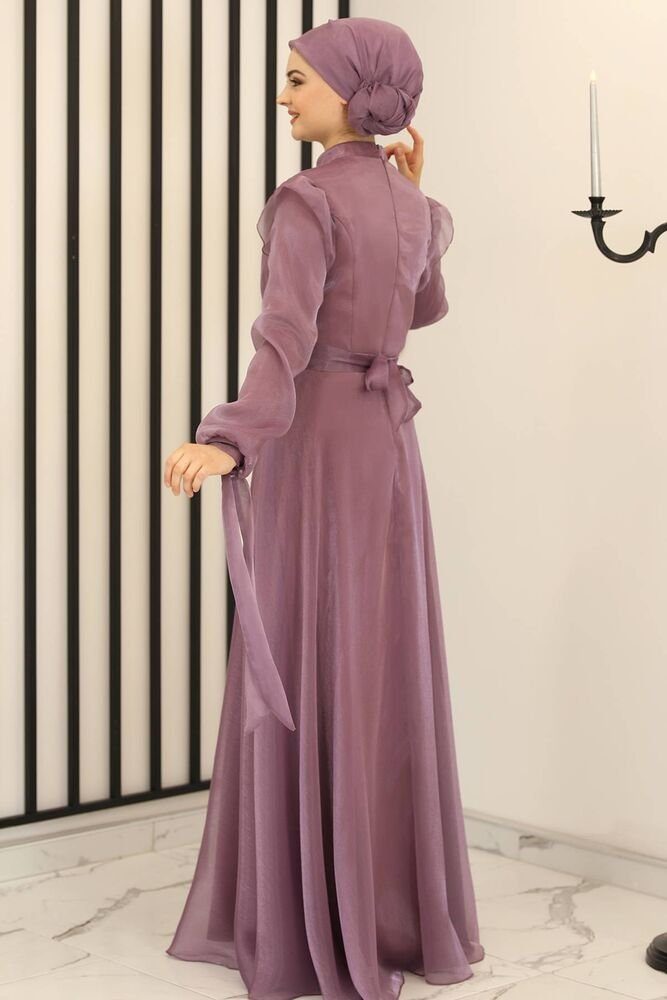 glänzend Fashion Abendkleid Abendkleid Abaya Hijab Modavitrini Blickdicht Modest Kleid Lila Abiye Damen