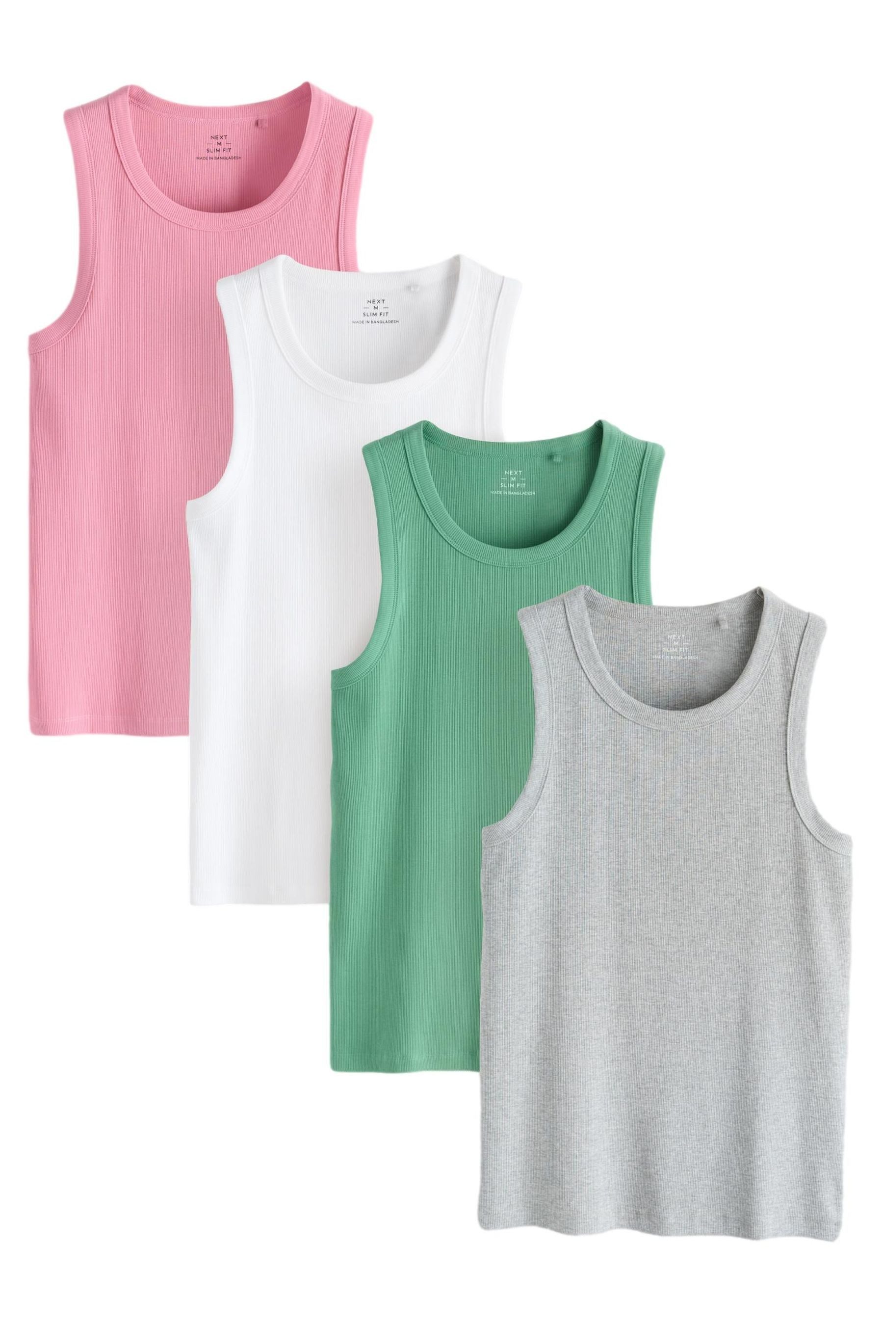 Next Trägertop Gerippte Slim Fit Trägertops im 4er-Pack (4-tlg)