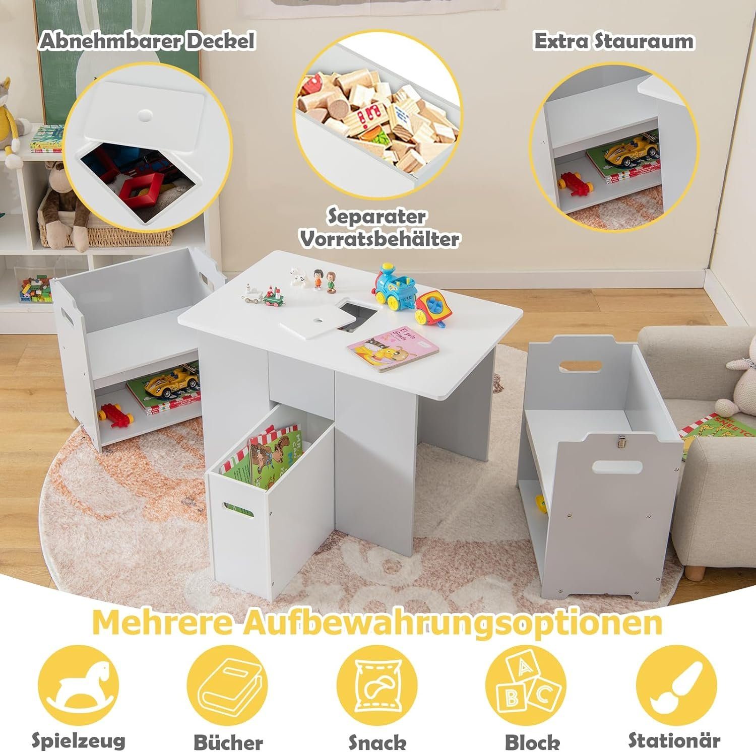 KOMFOTTEU Kindersitzgruppe 4 in 1 Kindermöbel, (Set, 3-tlg), für Kinder ab 3