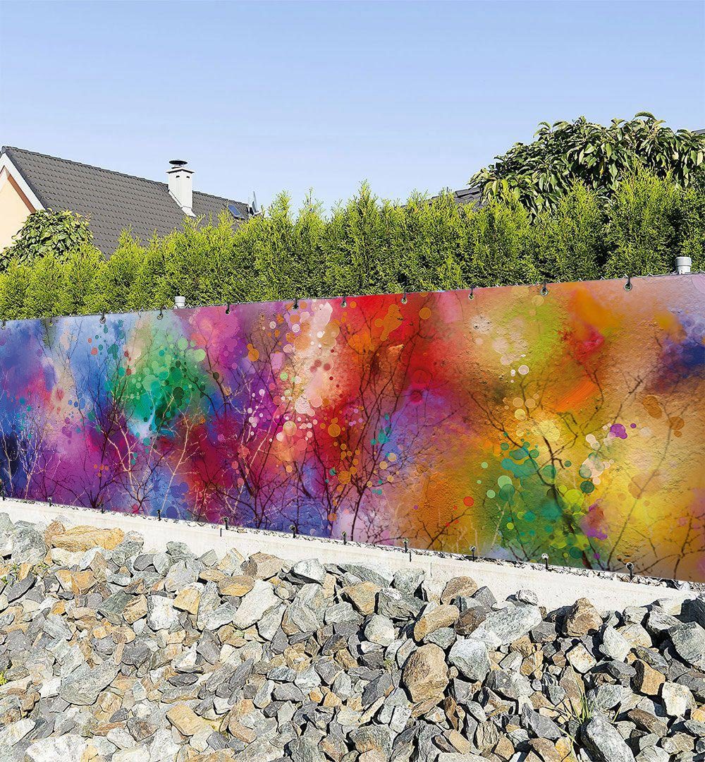 MyMaxxi Sichtschutzzaunmatten Zaunbanner Bunte Blätterkronen Sichtschutz Garten Zaun