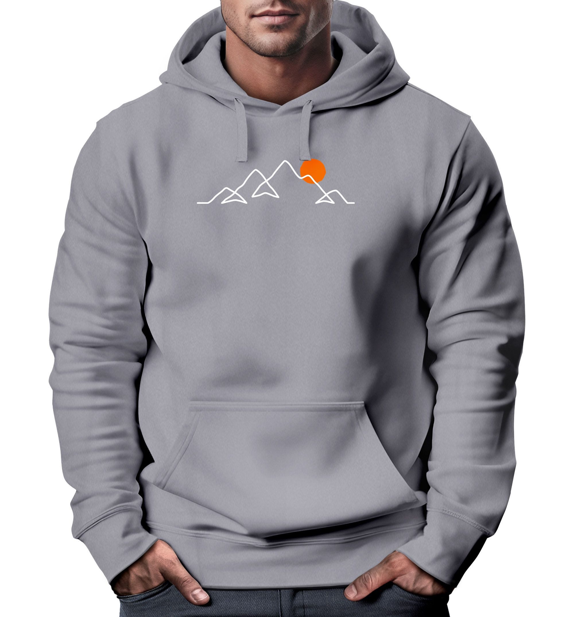 Neverless Hoodie Hoodie Herren Frontprint Line-Art günstig online kaufen